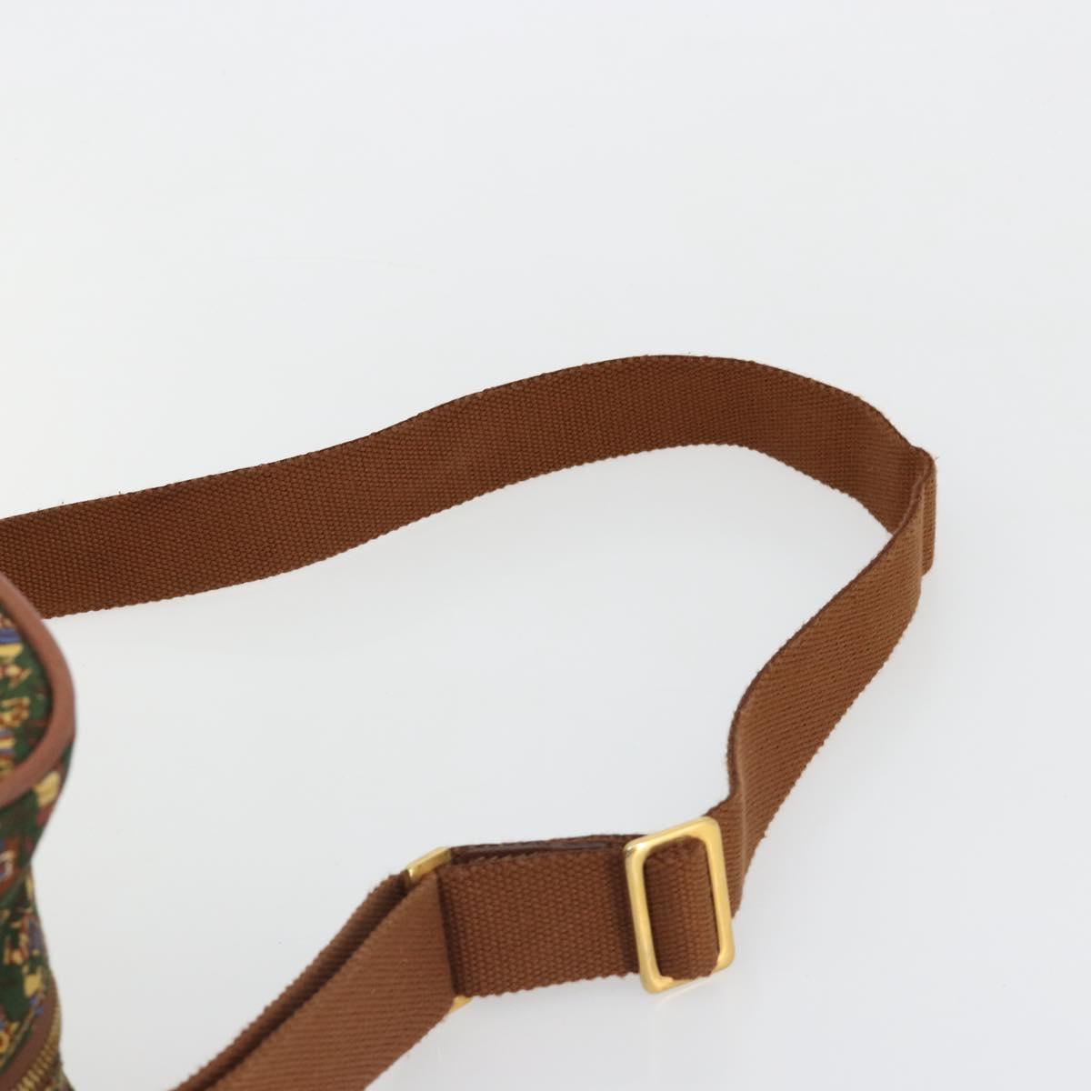 Salvatore Ferragamo Shoulder Bag Canvas Green Gold Auth BA13340A
