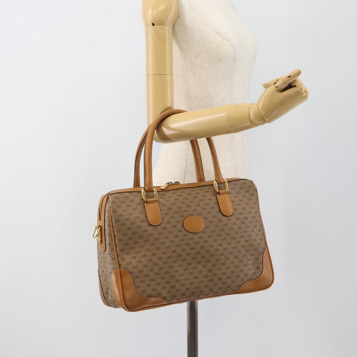 GUCCI Micro GG Supreme Hand Bag PVC 2way Beige Gold 002 104 0033 Auth BA13341