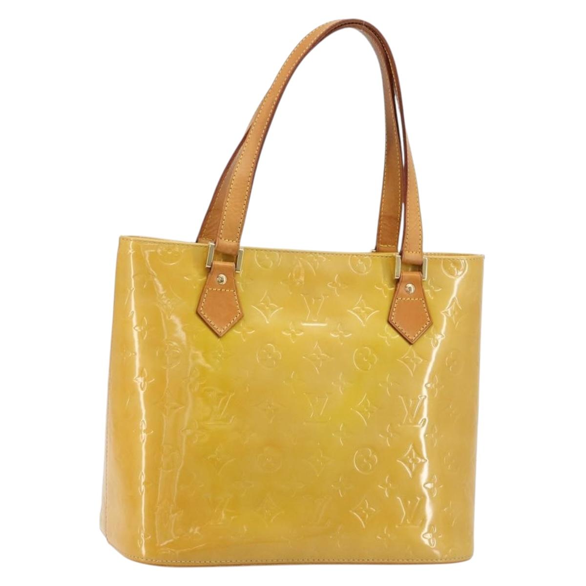 LOUIS VUITTON Monogram Vernis Houston Hand Bag Beige M91004 LV Auth BA13342