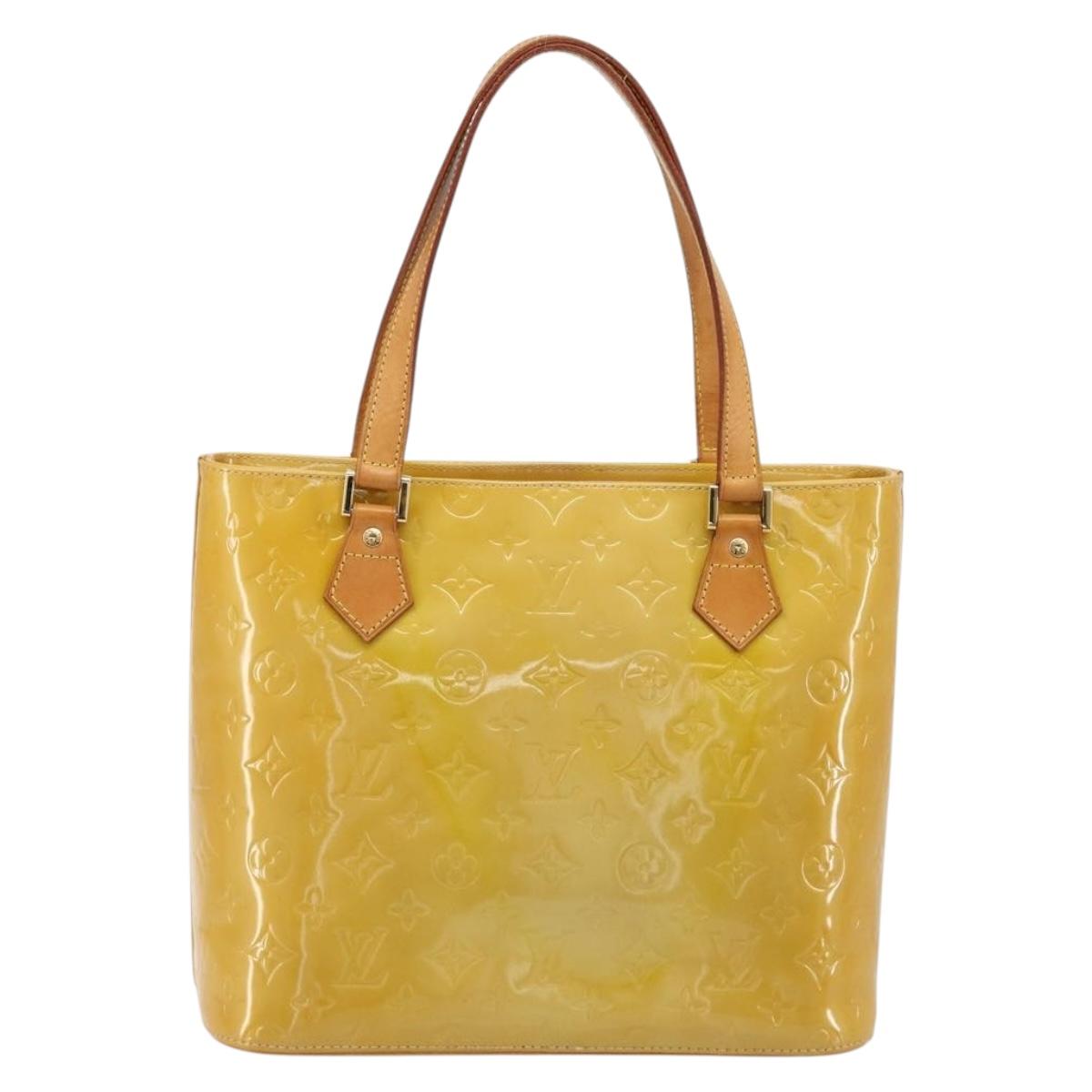 LOUIS VUITTON Monogram Vernis Houston Hand Bag Beige M91004 LV Auth BA13342
