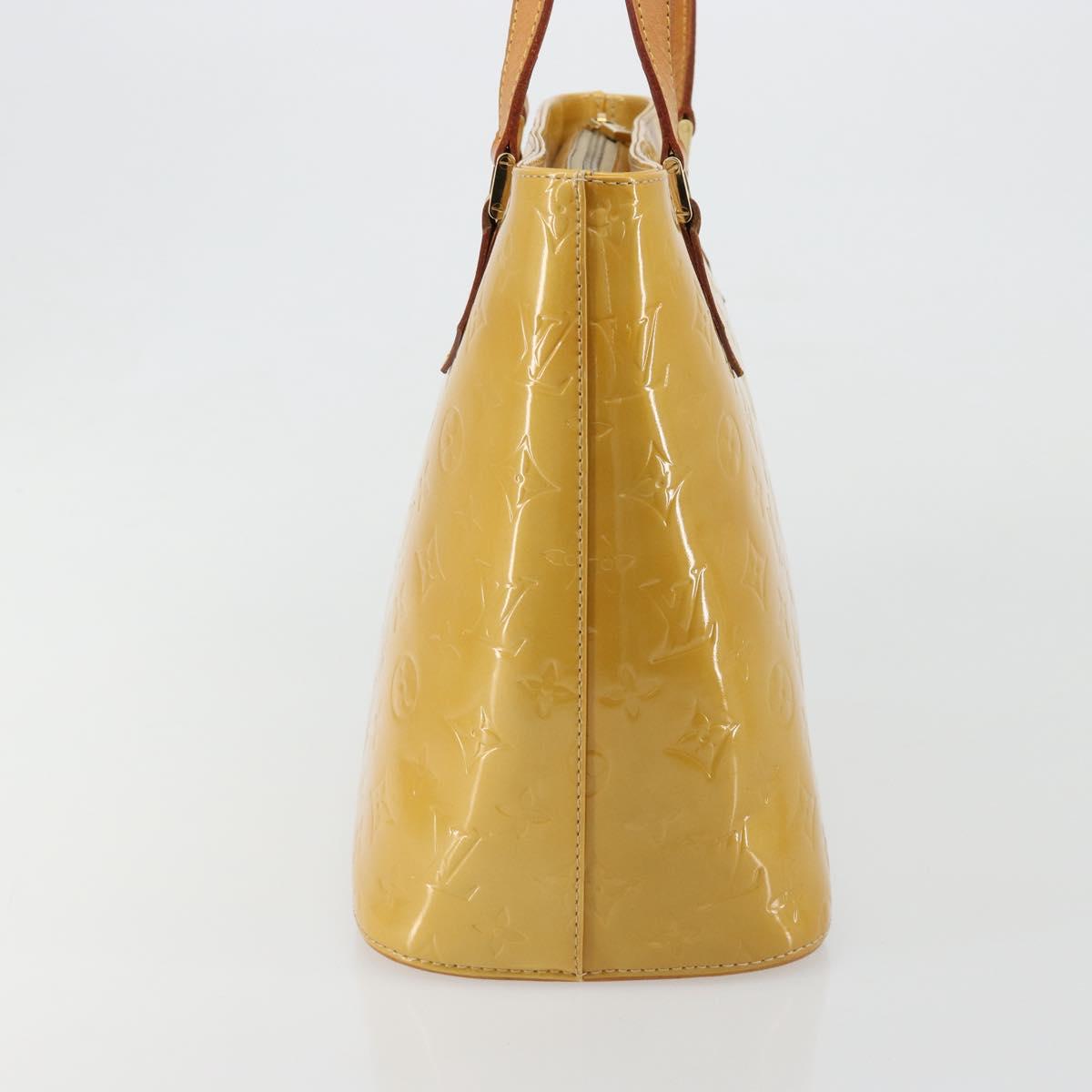 LOUIS VUITTON Monogram Vernis Houston Hand Bag Beige M91004 LV Auth BA13342