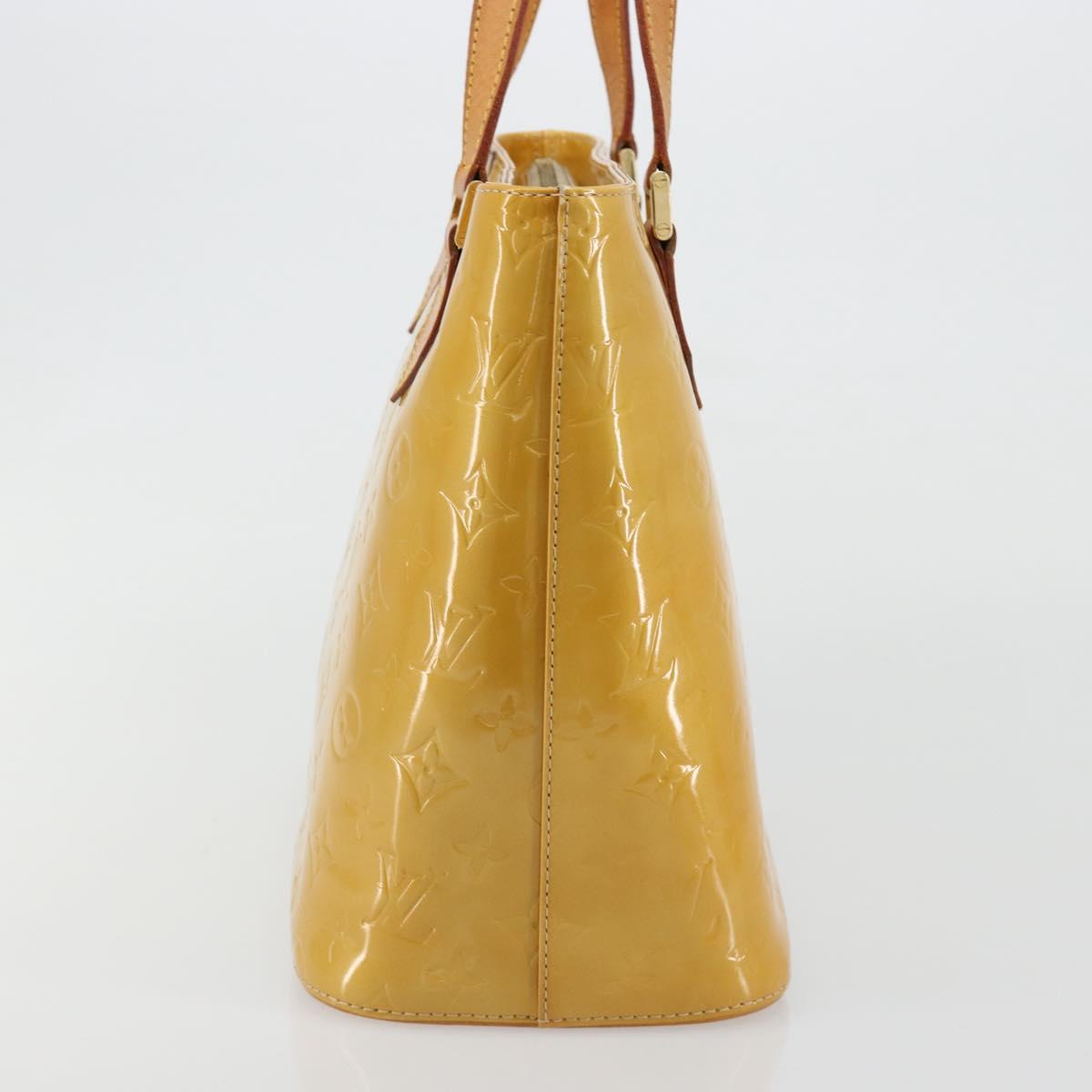 LOUIS VUITTON Monogram Vernis Houston Hand Bag Beige M91004 LV Auth BA13342