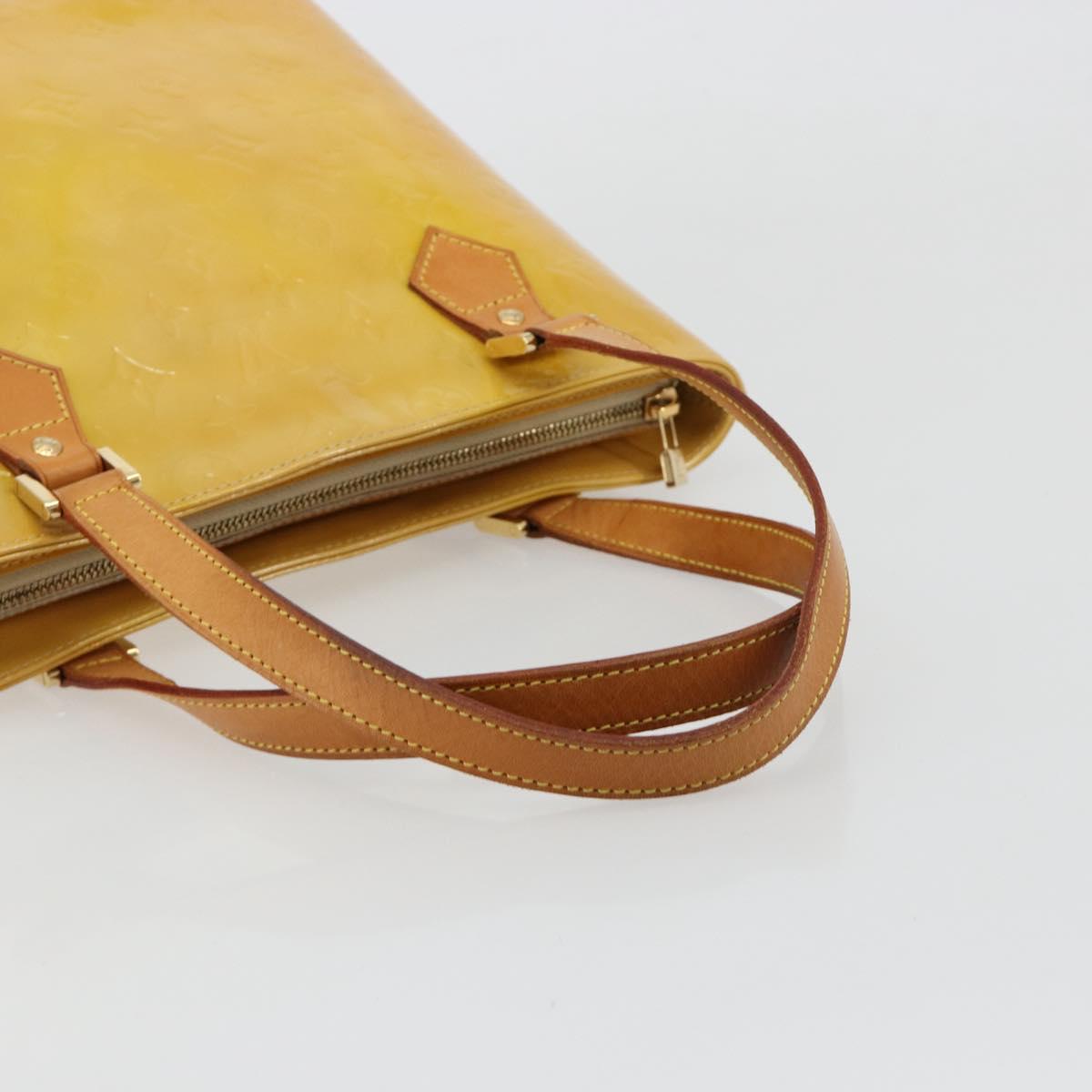 LOUIS VUITTON Monogram Vernis Houston Hand Bag Beige M91004 LV Auth BA13342