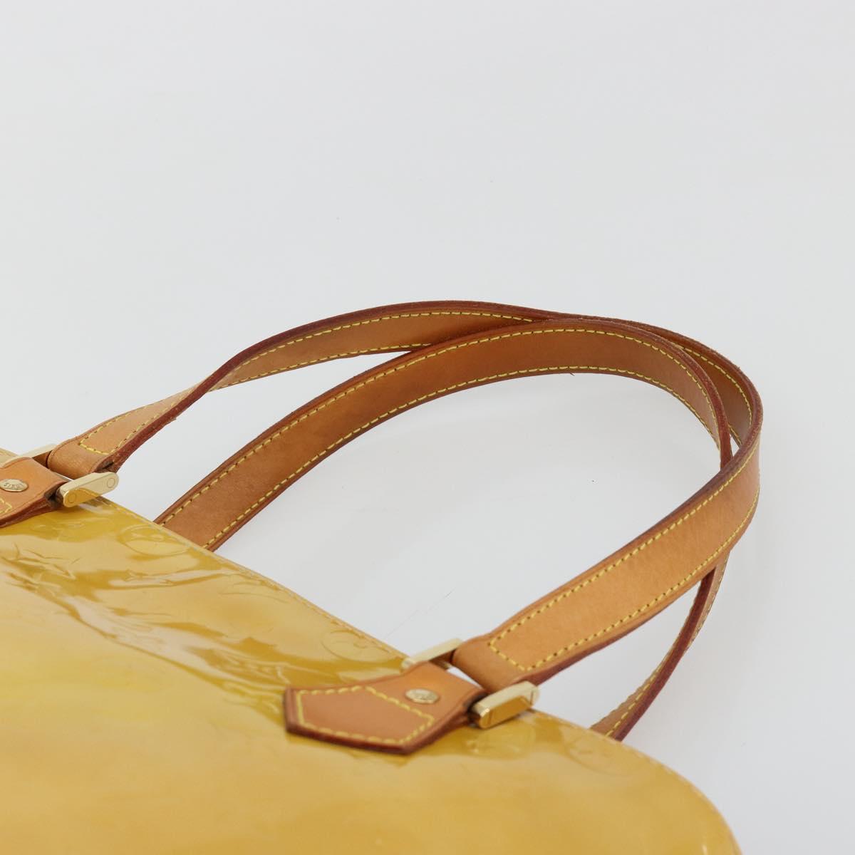 LOUIS VUITTON Monogram Vernis Houston Hand Bag Beige M91004 LV Auth BA13342