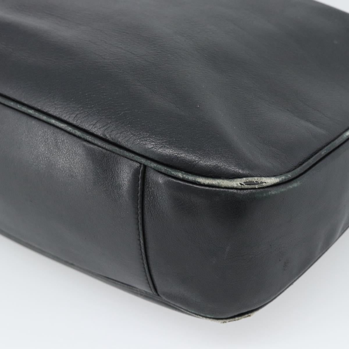 GUCCI Bamboo Shoulder Bag Leather 2way Black Gold 001 1577 3444 Auth BA13349