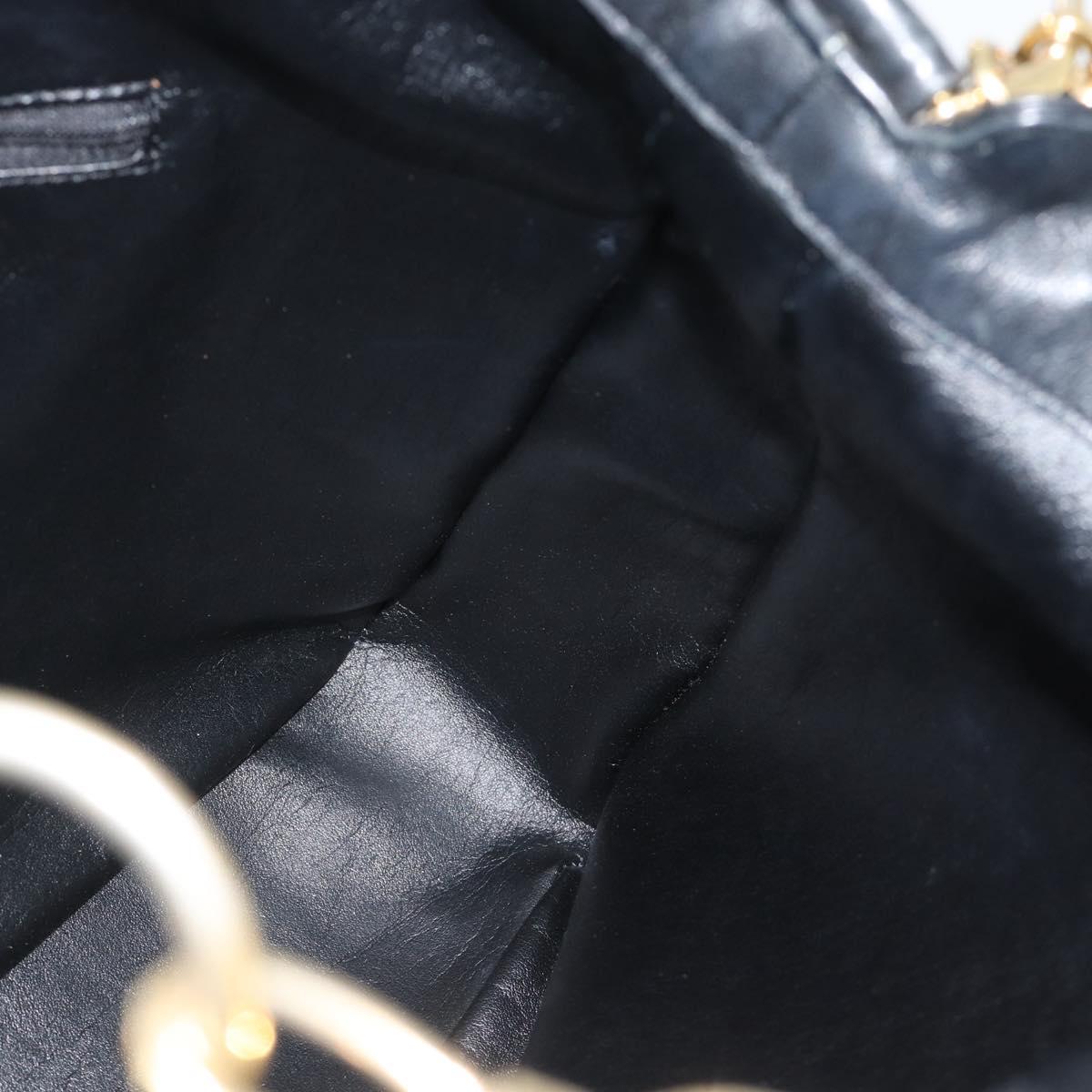 GUCCI Bamboo Shoulder Bag Leather 2way Black Gold 001 1577 3444 Auth BA13349