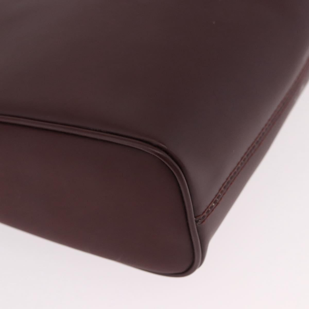 Salvatore Ferragamo Gancini Shoulder Bag Leather Bordeaux Silver Auth BA13351A