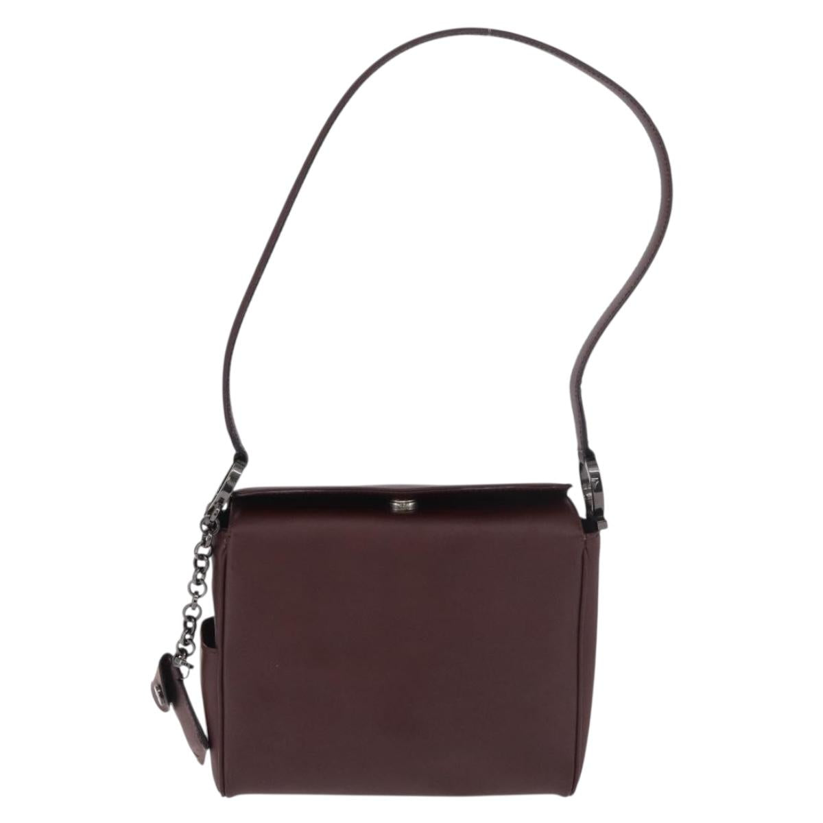 Salvatore Ferragamo Gancini Shoulder Bag Leather Bordeaux Silver Auth BA13351A