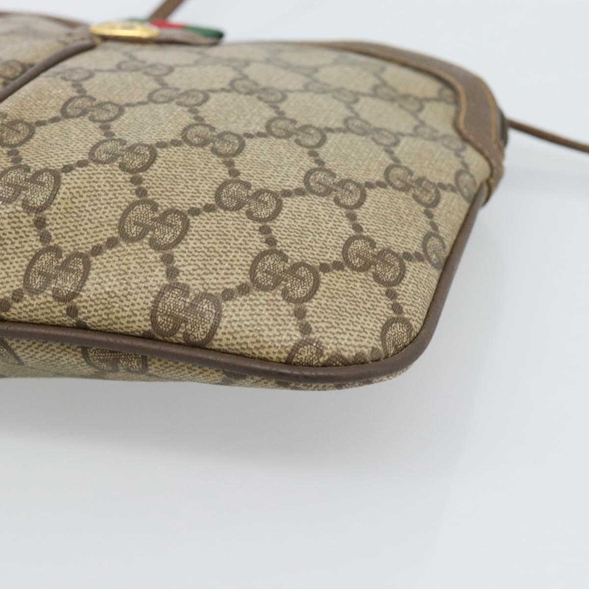 GUCCI GG Supreme Web Sherry Line Bag PVC Beige Gold 904 02 047 Auth BA13353