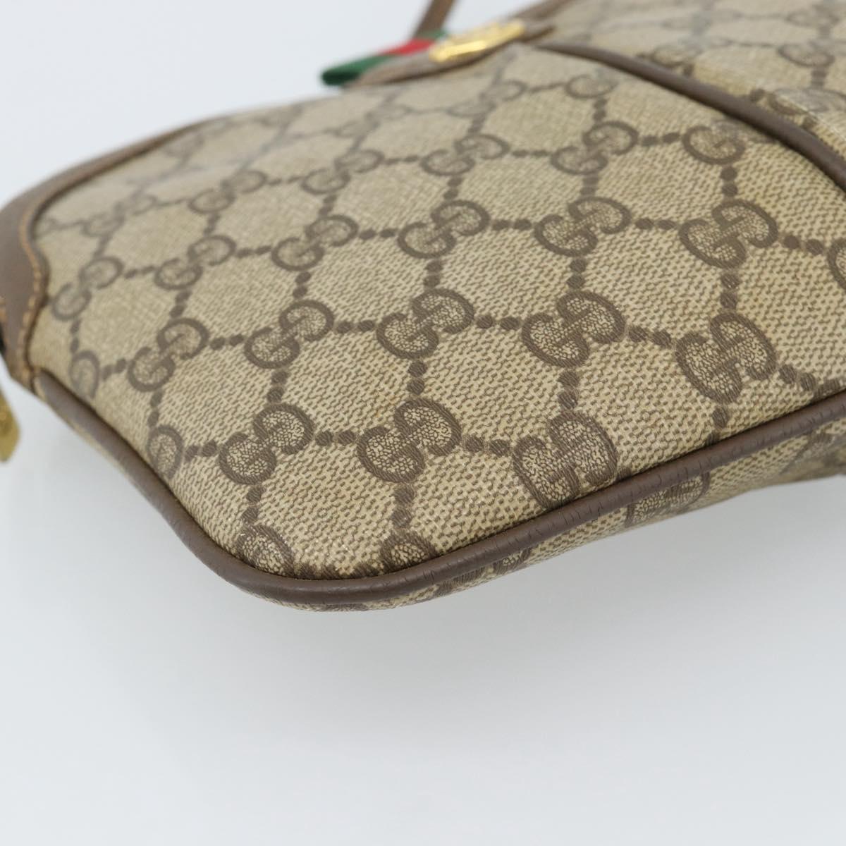 GUCCI GG Supreme Web Sherry Line Bag PVC Beige Gold 904 02 047 Auth BA13353