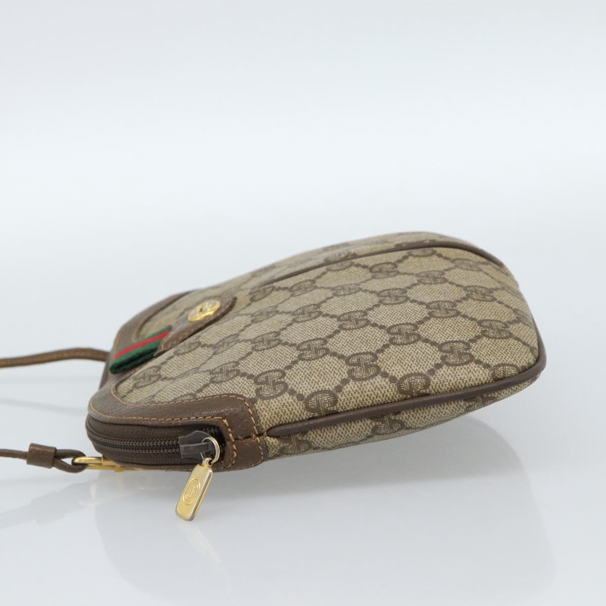 GUCCI GG Supreme Web Sherry Line Bag PVC Beige Gold 904 02 047 Auth BA13353