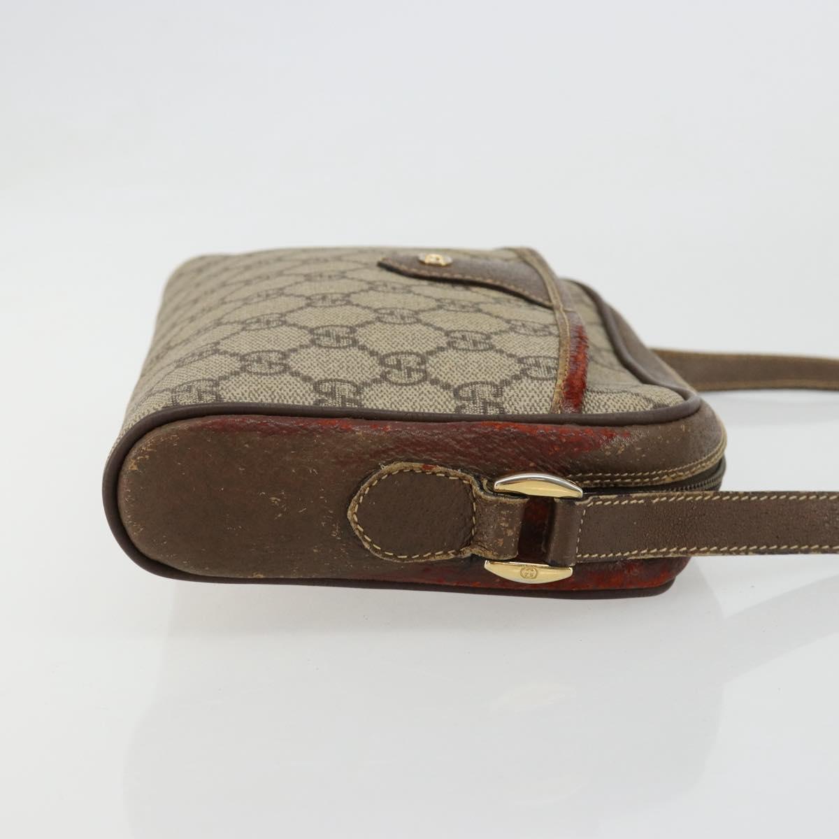 GUCCI GG Supreme Shoulder Bag PVC Beige Gold 001 58 6594 Auth BA13354