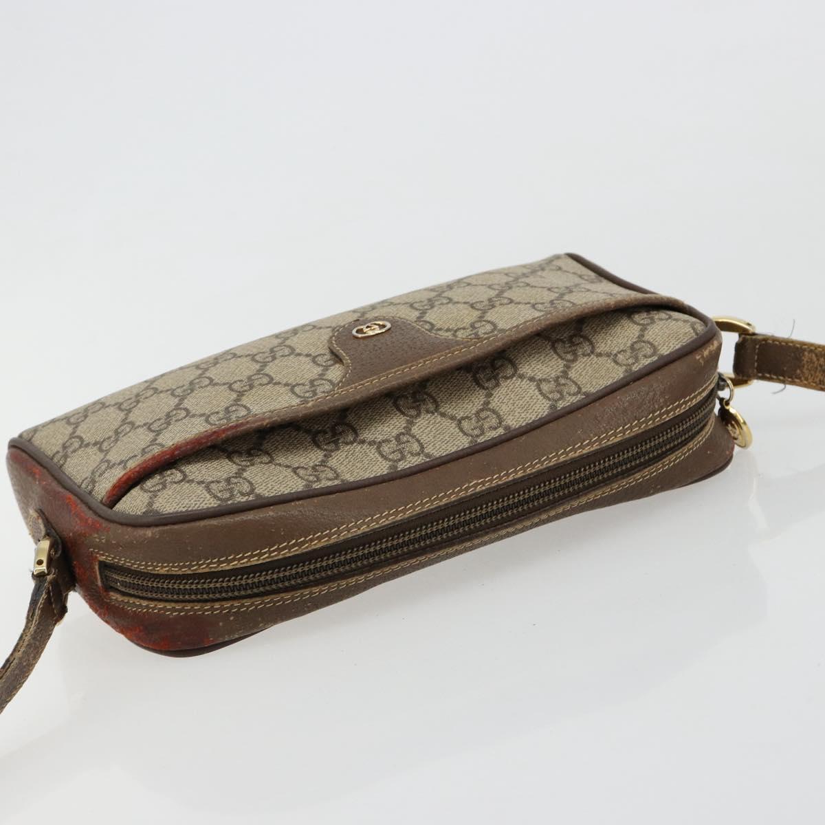 GUCCI GG Supreme Shoulder Bag PVC Beige Gold 001 58 6594 Auth BA13354