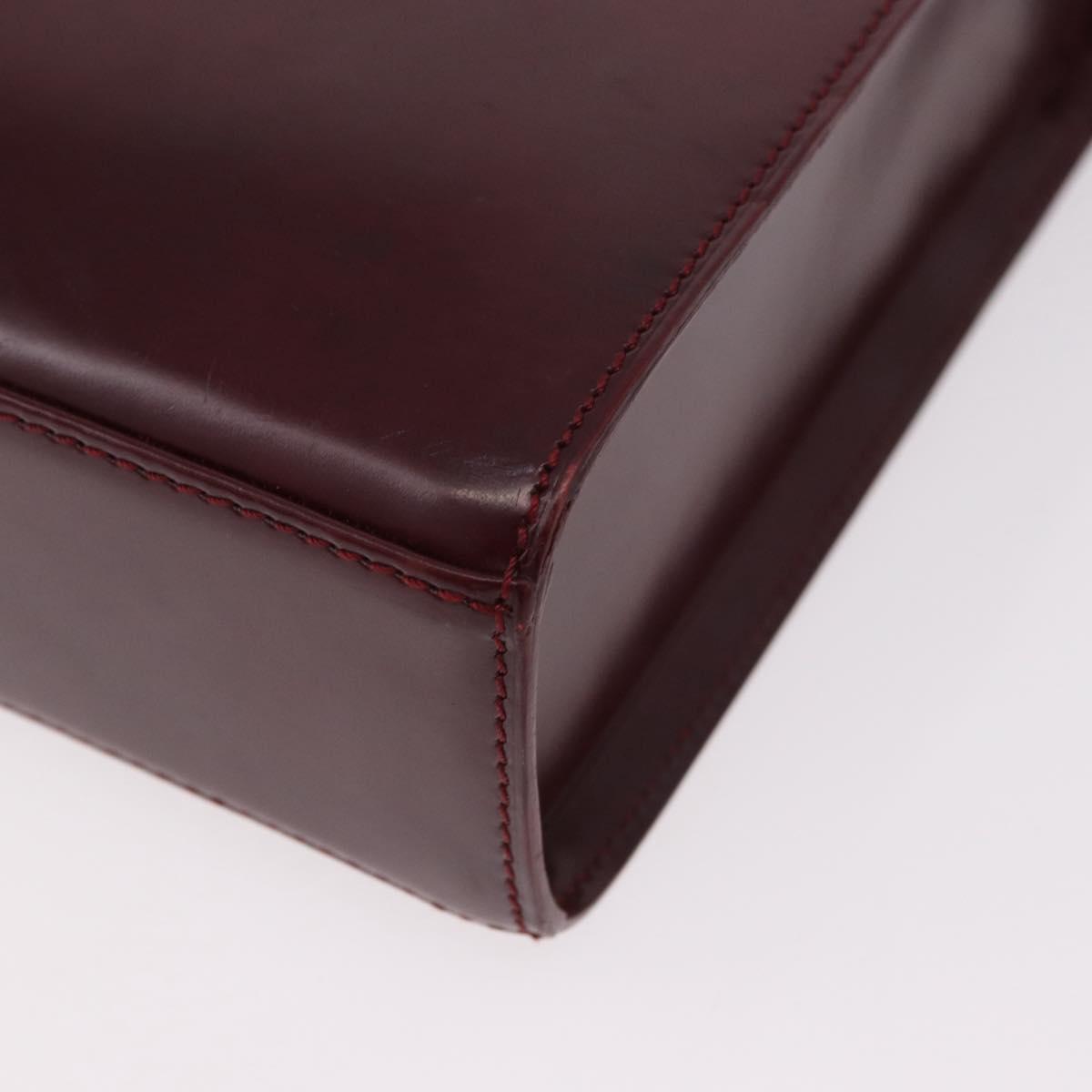 CARTIER Hand Bag Leather 2way Bordeaux Silver Auth BA13356V