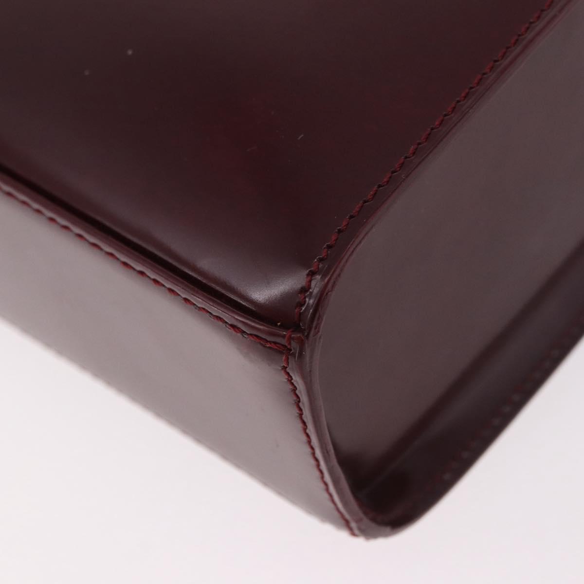 CARTIER Hand Bag Leather 2way Bordeaux Silver Auth BA13356V