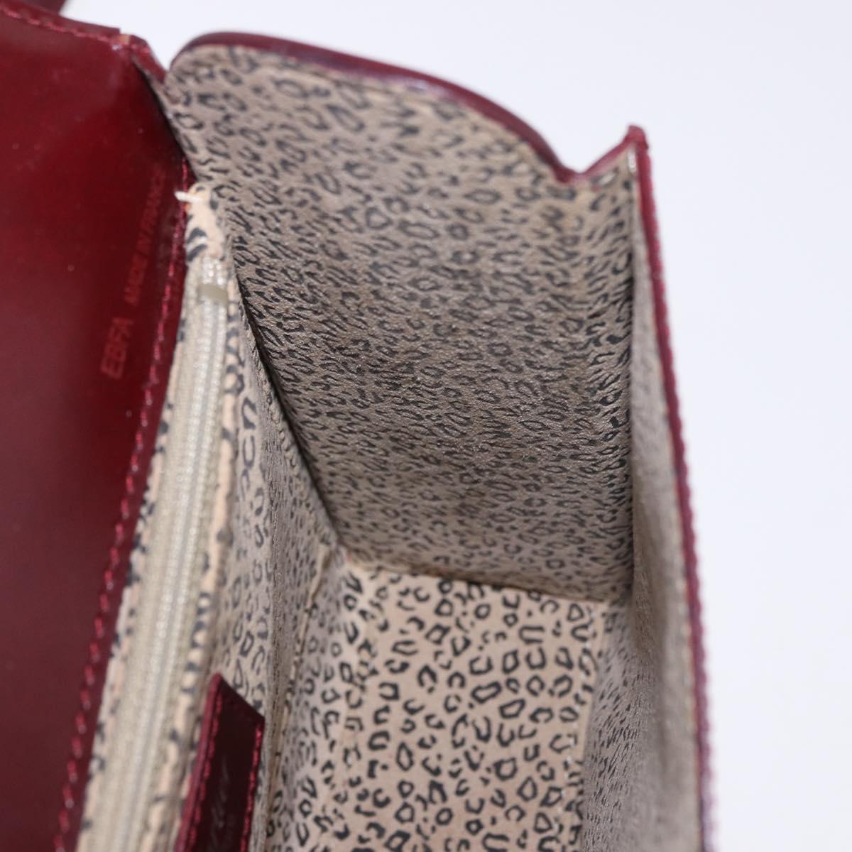 CARTIER Hand Bag Leather 2way Bordeaux Silver Auth BA13356V