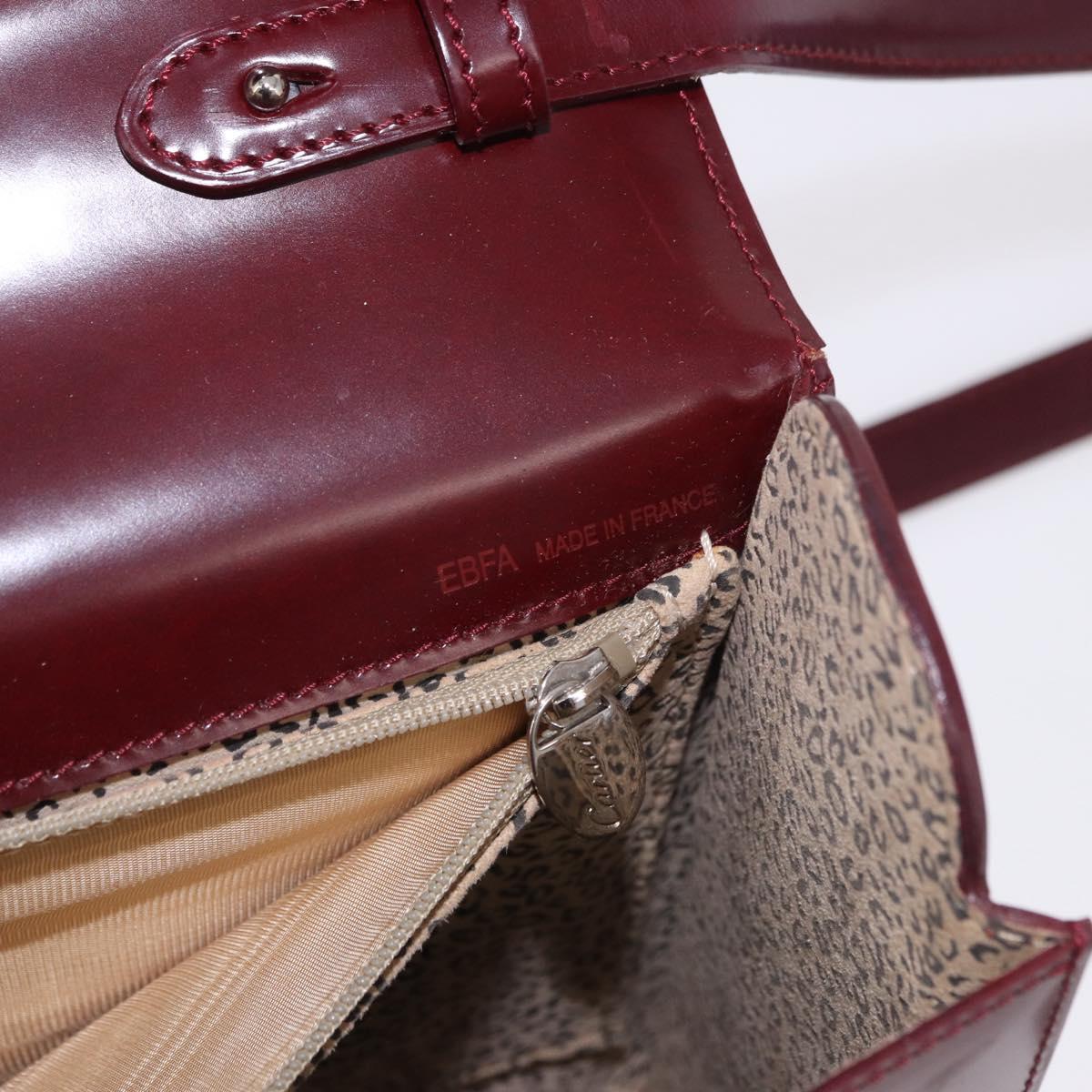 CARTIER Hand Bag Leather 2way Bordeaux Silver Auth BA13356V