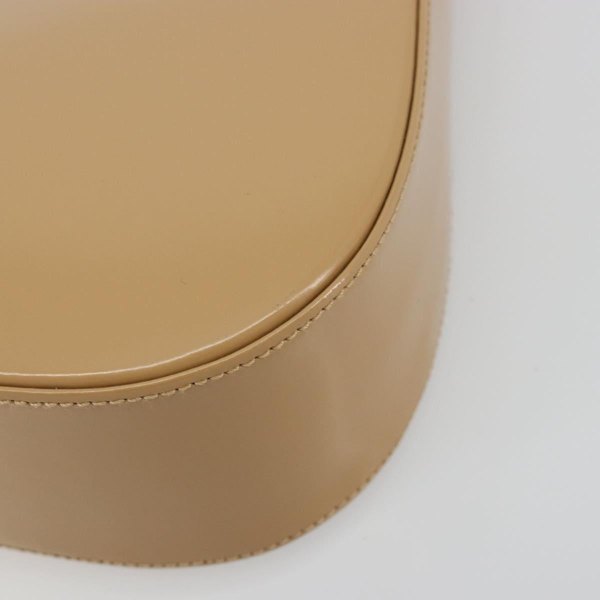 Salvatore Ferragamo Gancini Bag Patent leather Beige Silver Auth BA13361A