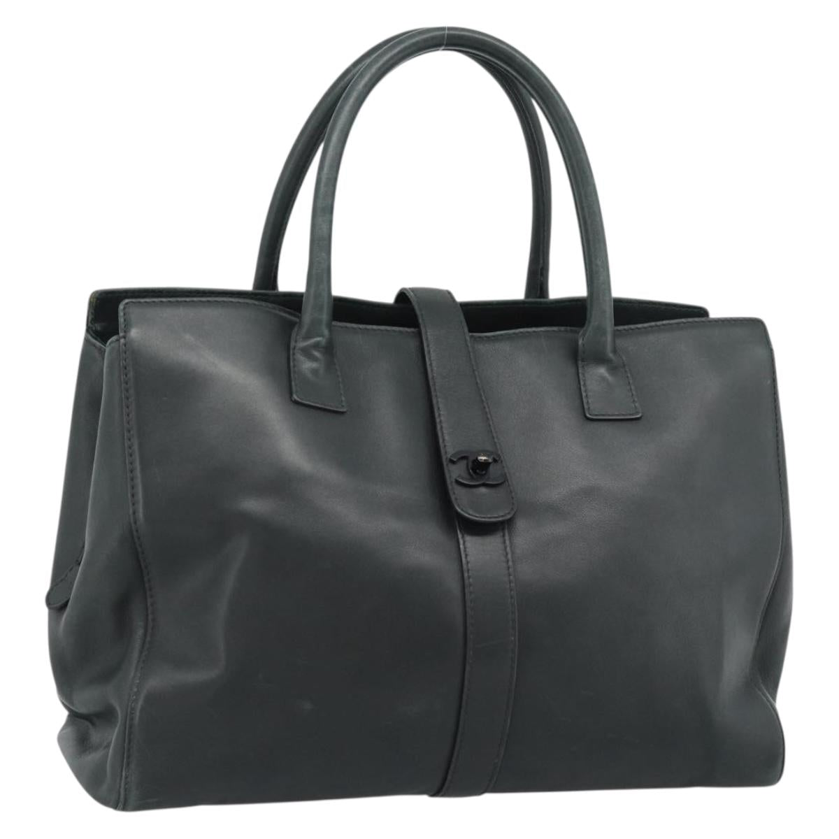 CHANEL Tote Bag Leather Green CC Auth BA13362V