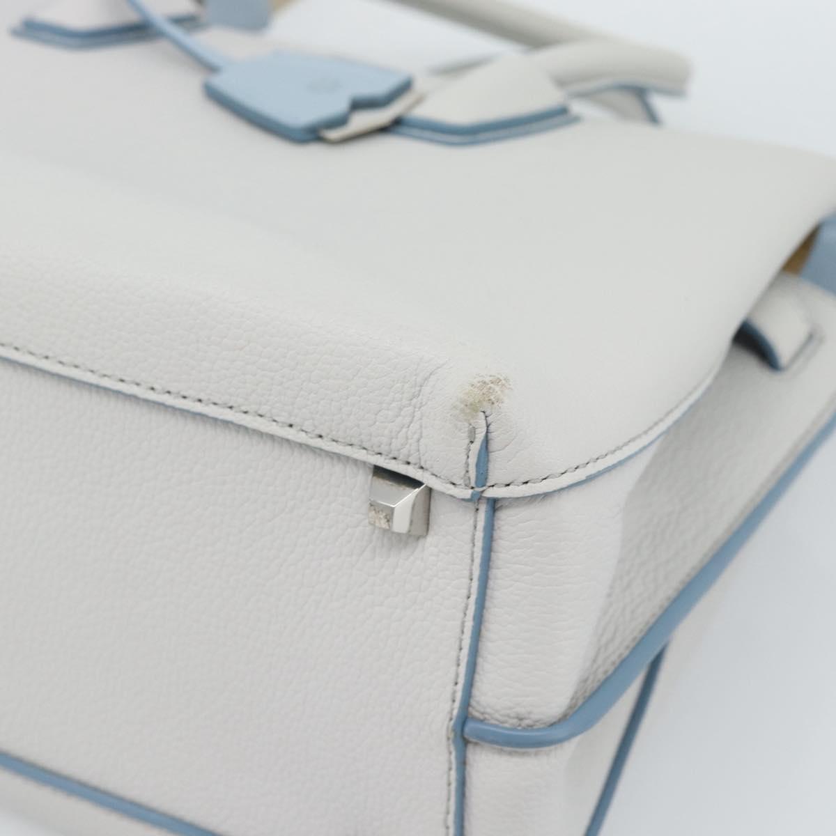 MCM Hand Bag Leather 2way Gray Silver Auth BA13363A