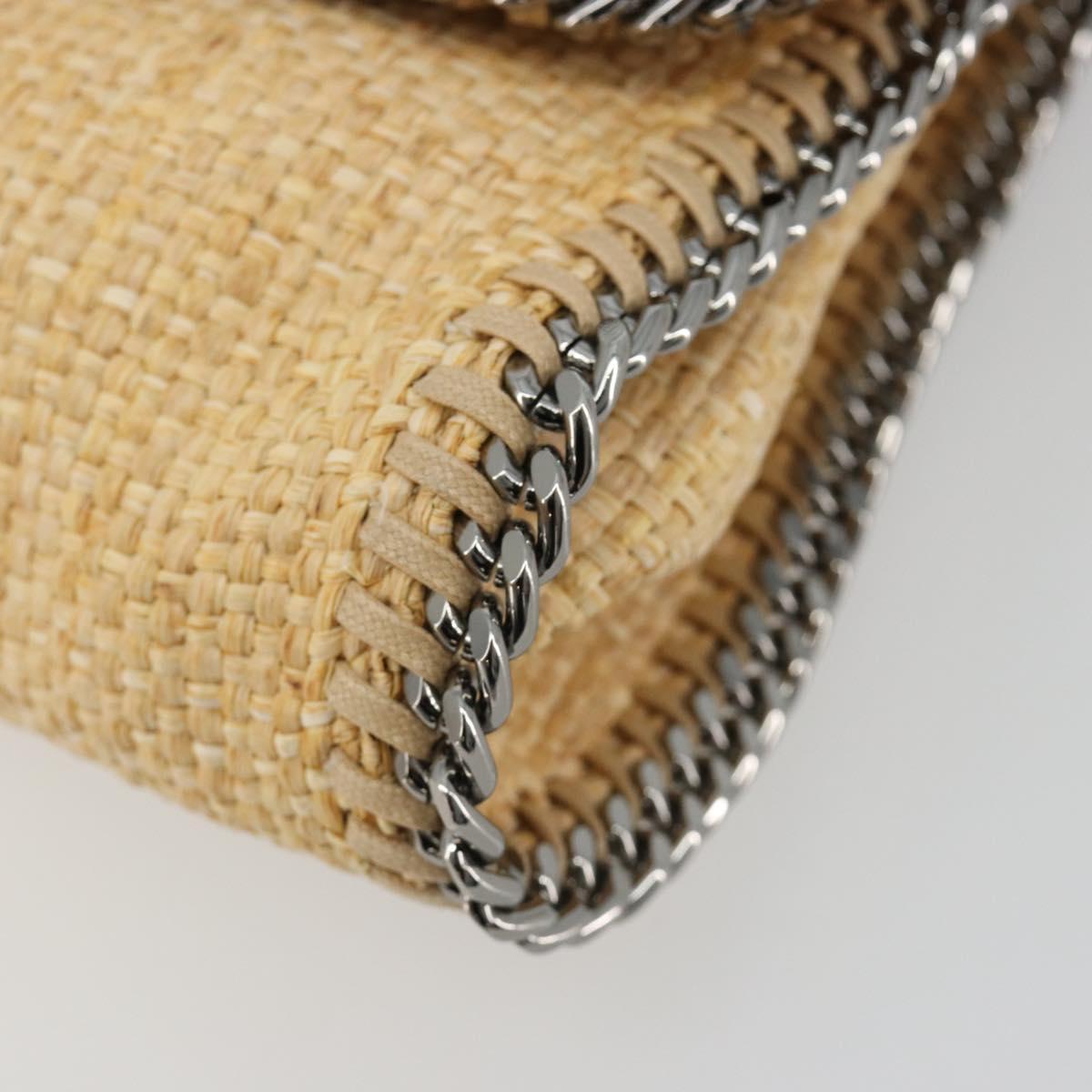 Stella MacCartney Chain Falabella Bag Raffia Beige Silver 512064 Auth BA13364A