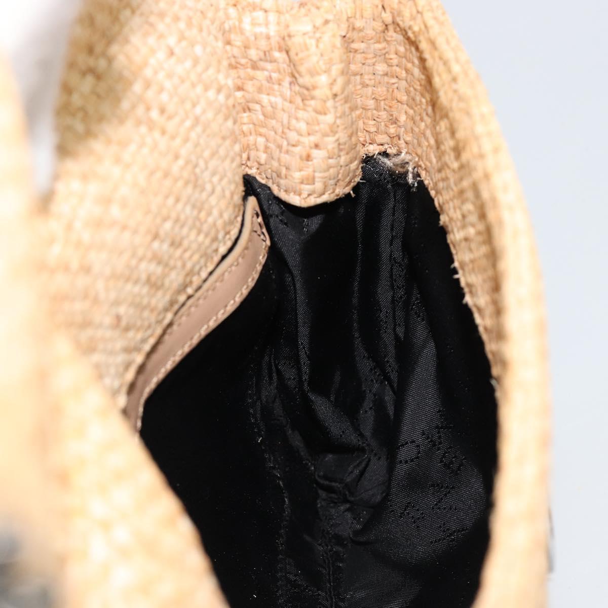 Stella MacCartney Chain Falabella Bag Raffia Beige Silver 512064 Auth BA13364A