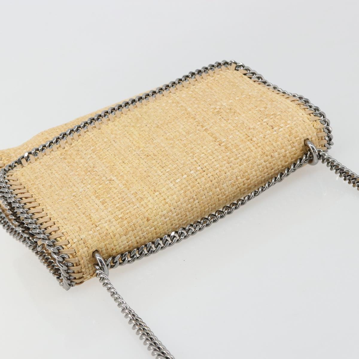 Stella MacCartney Chain Falabella Bag Raffia Beige Silver 512064 Auth BA13364A