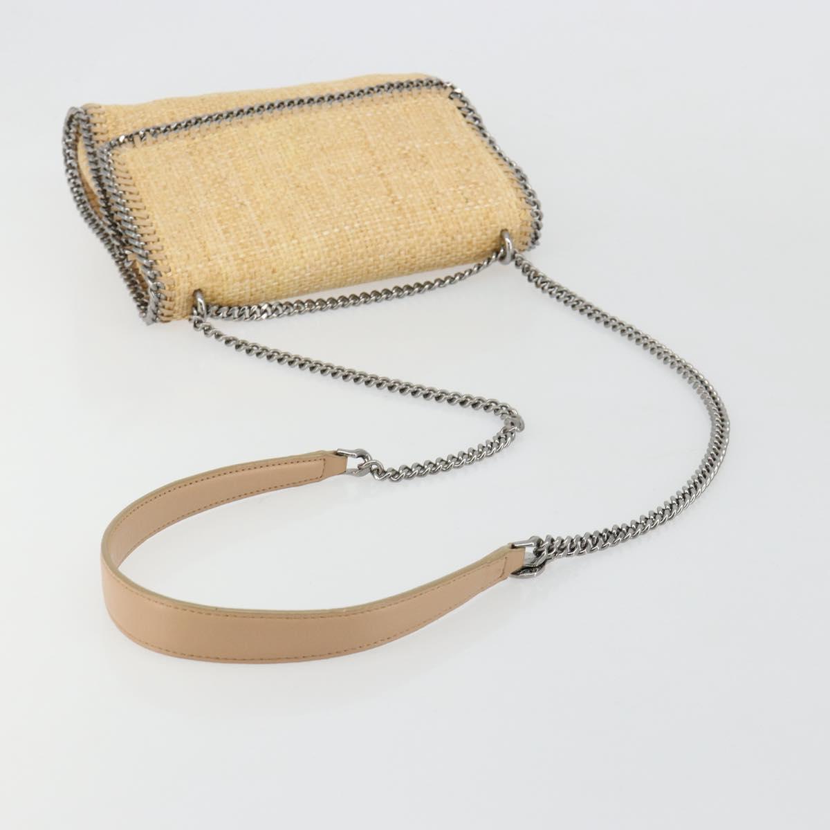 Stella MacCartney Chain Falabella Bag Raffia Beige Silver 512064 Auth BA13364A