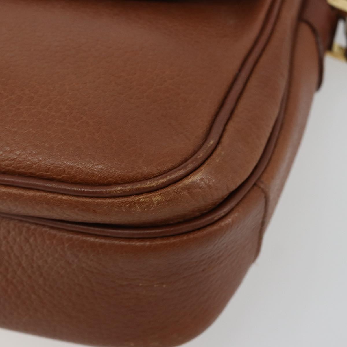 Burberrys Shoulder Bag Leather Brown Gold Auth BA13366