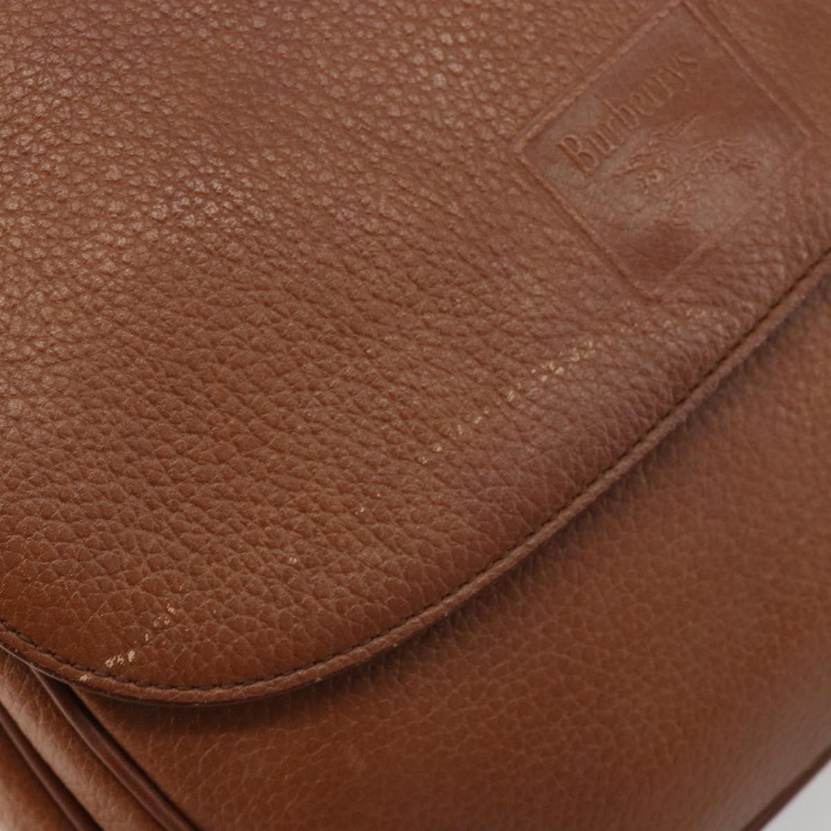 Burberrys Shoulder Bag Leather Brown Gold Auth BA13366