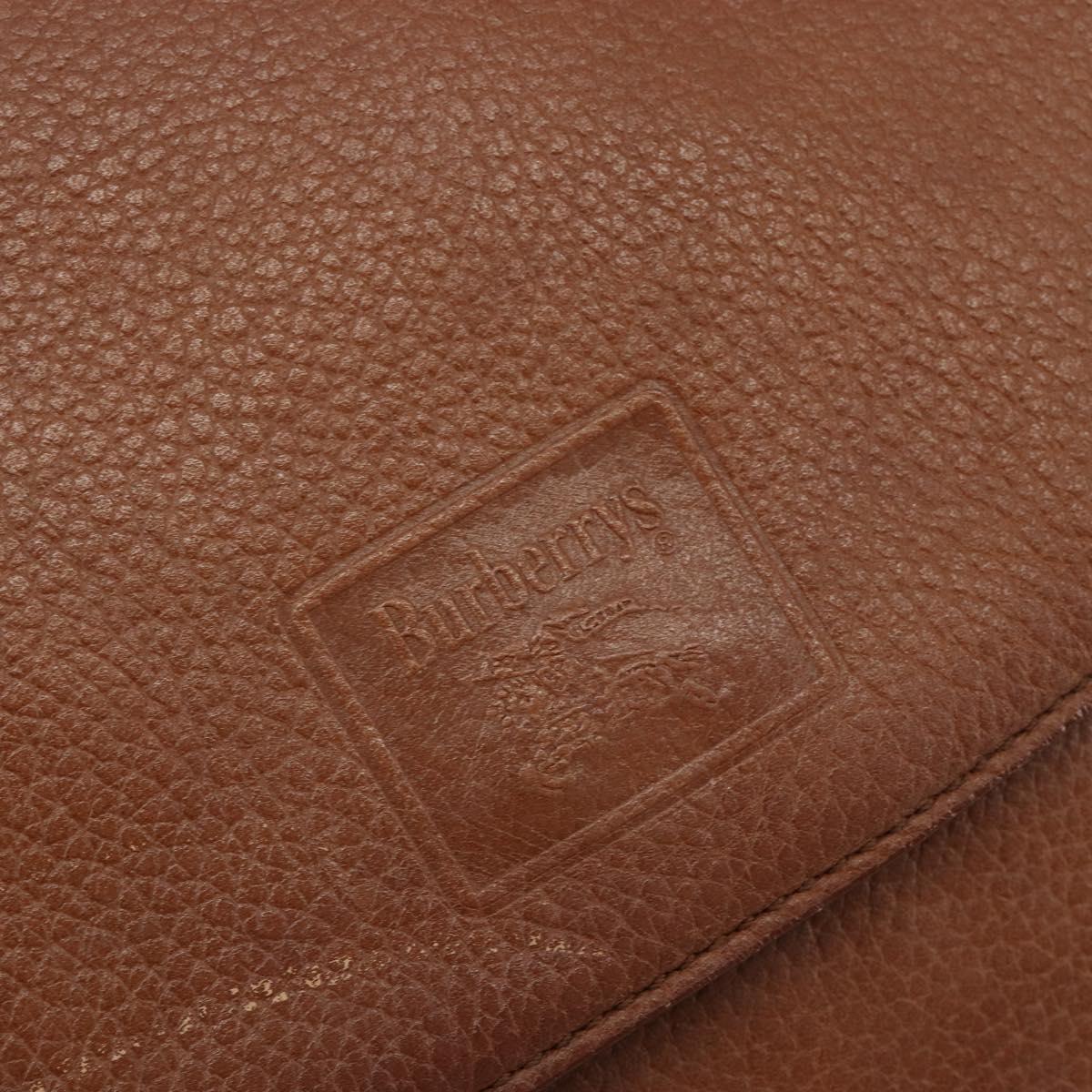 Burberrys Shoulder Bag Leather Brown Gold Auth BA13366
