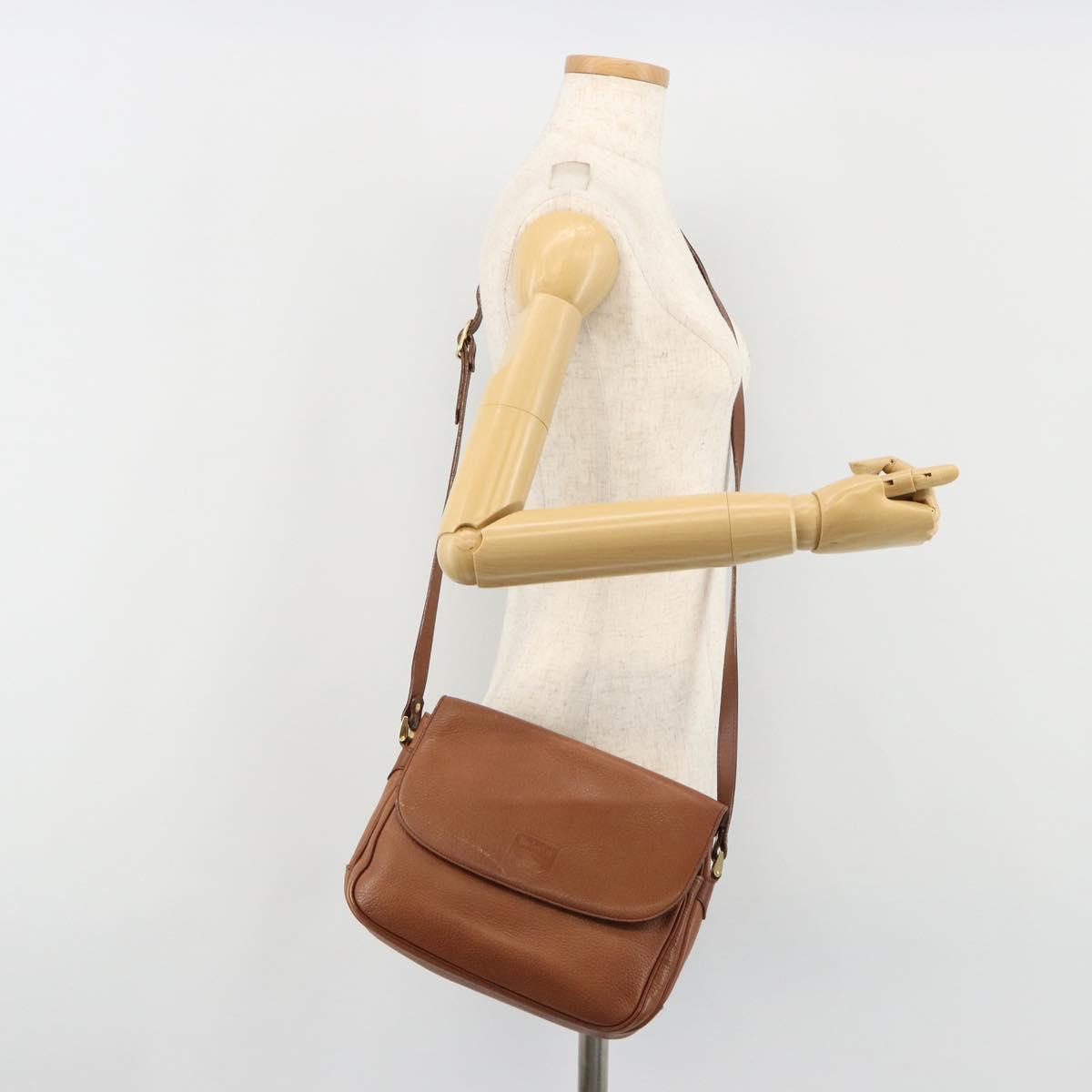 Burberrys Shoulder Bag Leather Brown Gold Auth BA13366
