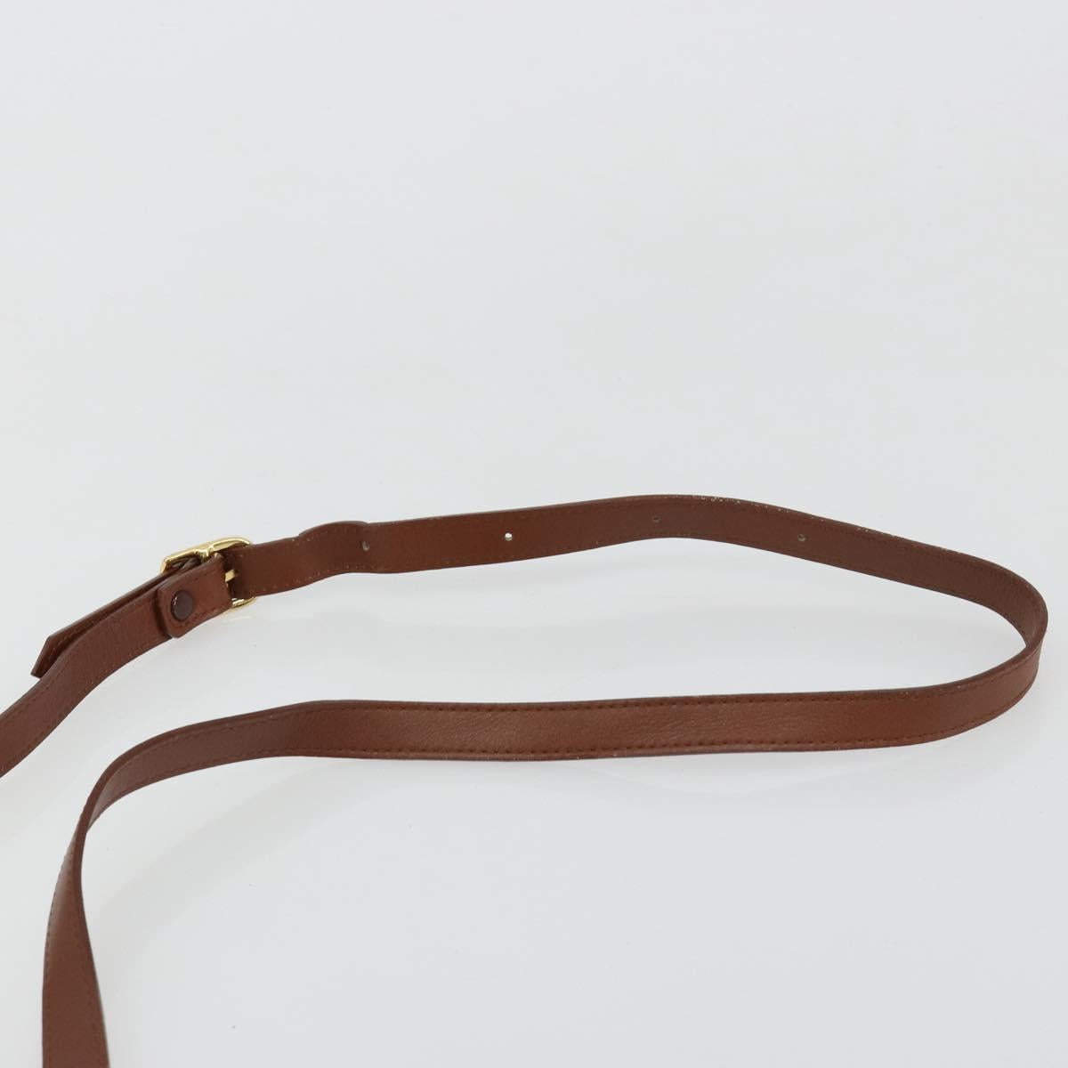 Burberrys Shoulder Bag Leather Brown Gold Auth BA13366