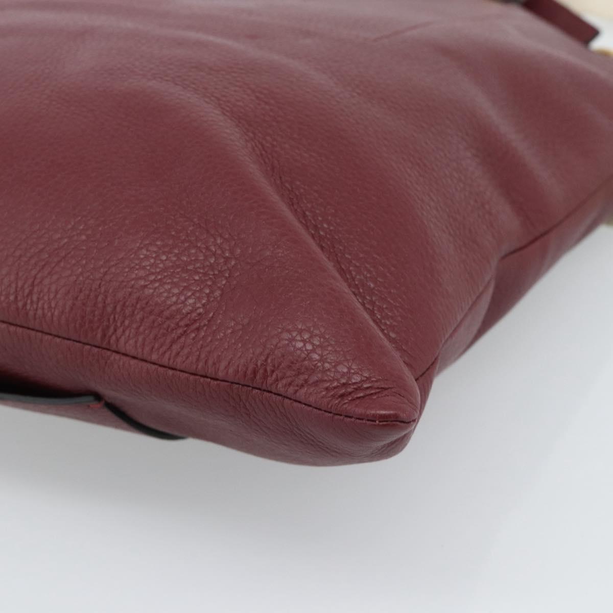 VALENTINO Tote Bag Leather 2way Bordeaux Gold Auth BA13367A