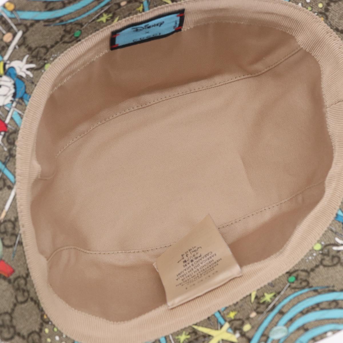 GUCCI GG Supreme Disney Donald Duck Hat PVC M Beige Auth BA13368SM