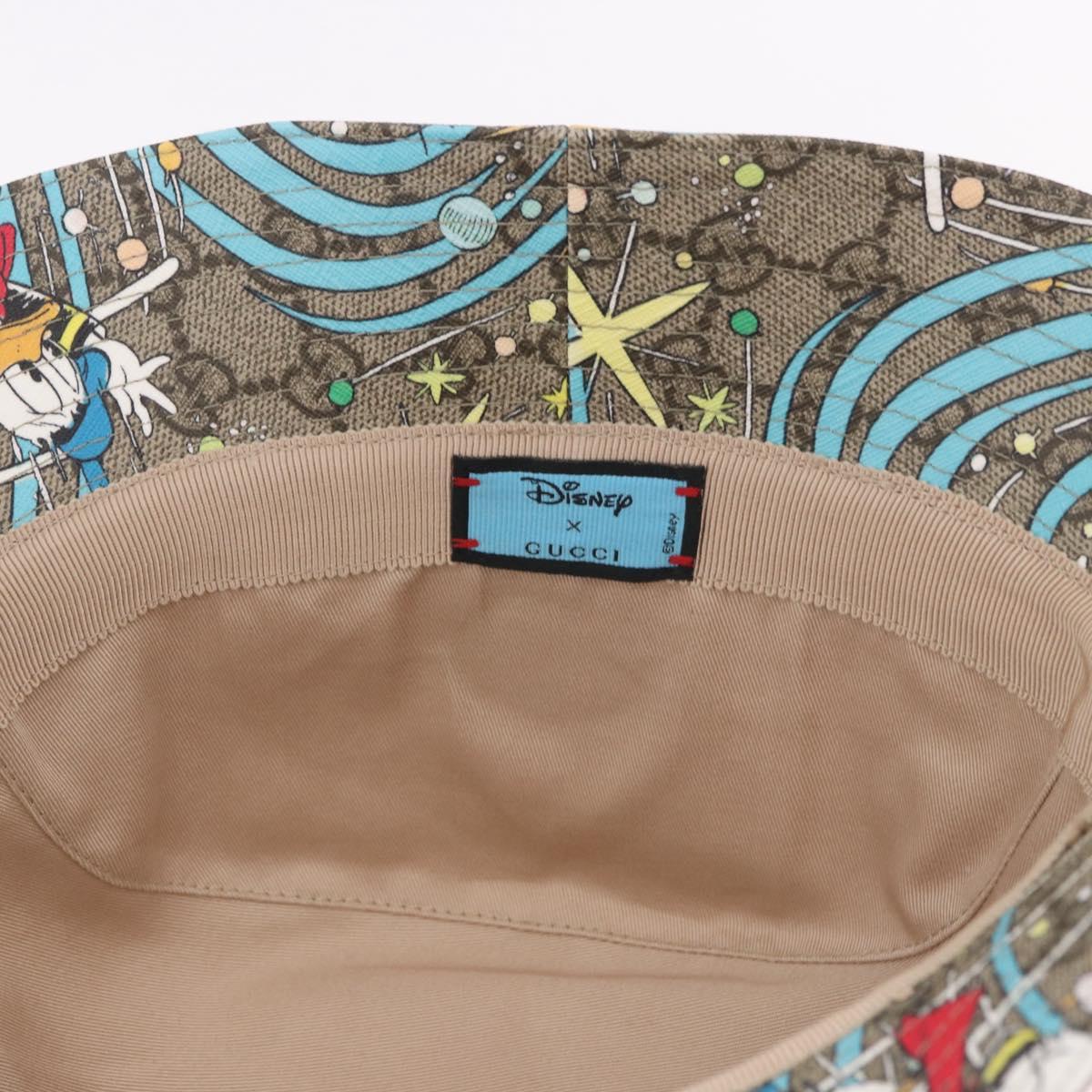 GUCCI GG Supreme Disney Donald Duck Hat PVC M Beige Auth BA13368SM
