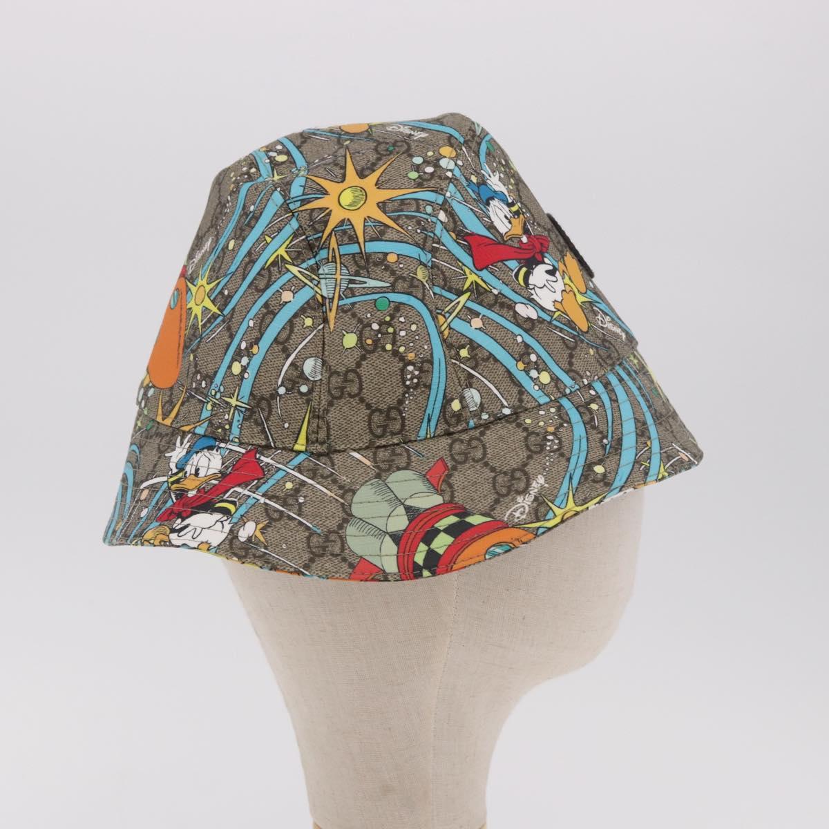 GUCCI GG Supreme Disney Donald Duck Hat PVC M Beige Auth BA13368SM