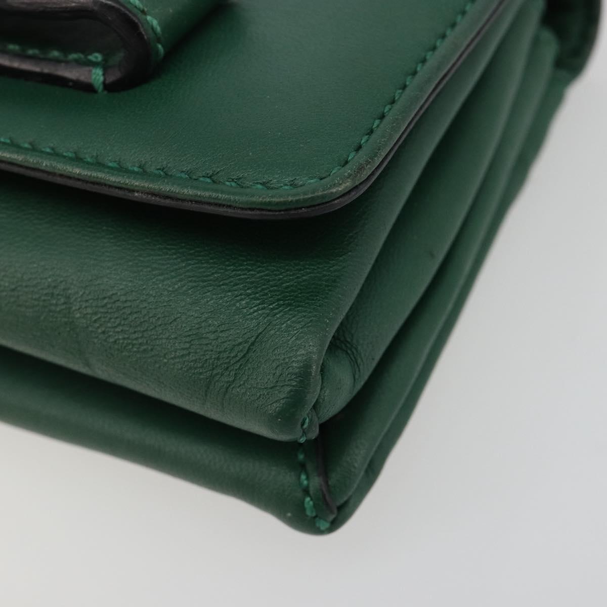 VALENTINO Rock Studs Chain Shoulder Bag Leather Green Gold Auth BA13370A