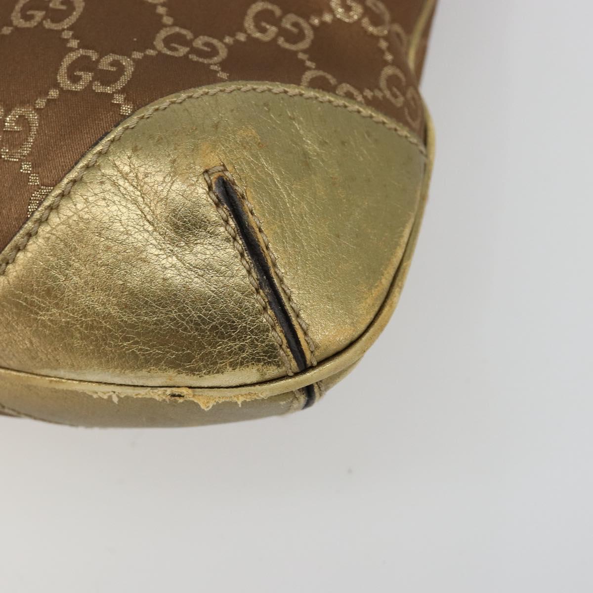 GUCCI GG Canvas Shoulder Bag Gold 257296 Auth BA13375