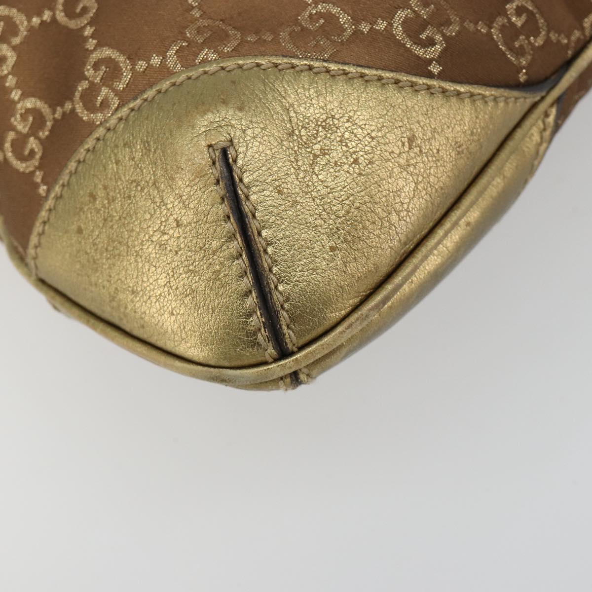GUCCI GG Canvas Shoulder Bag Gold 257296 Auth BA13375