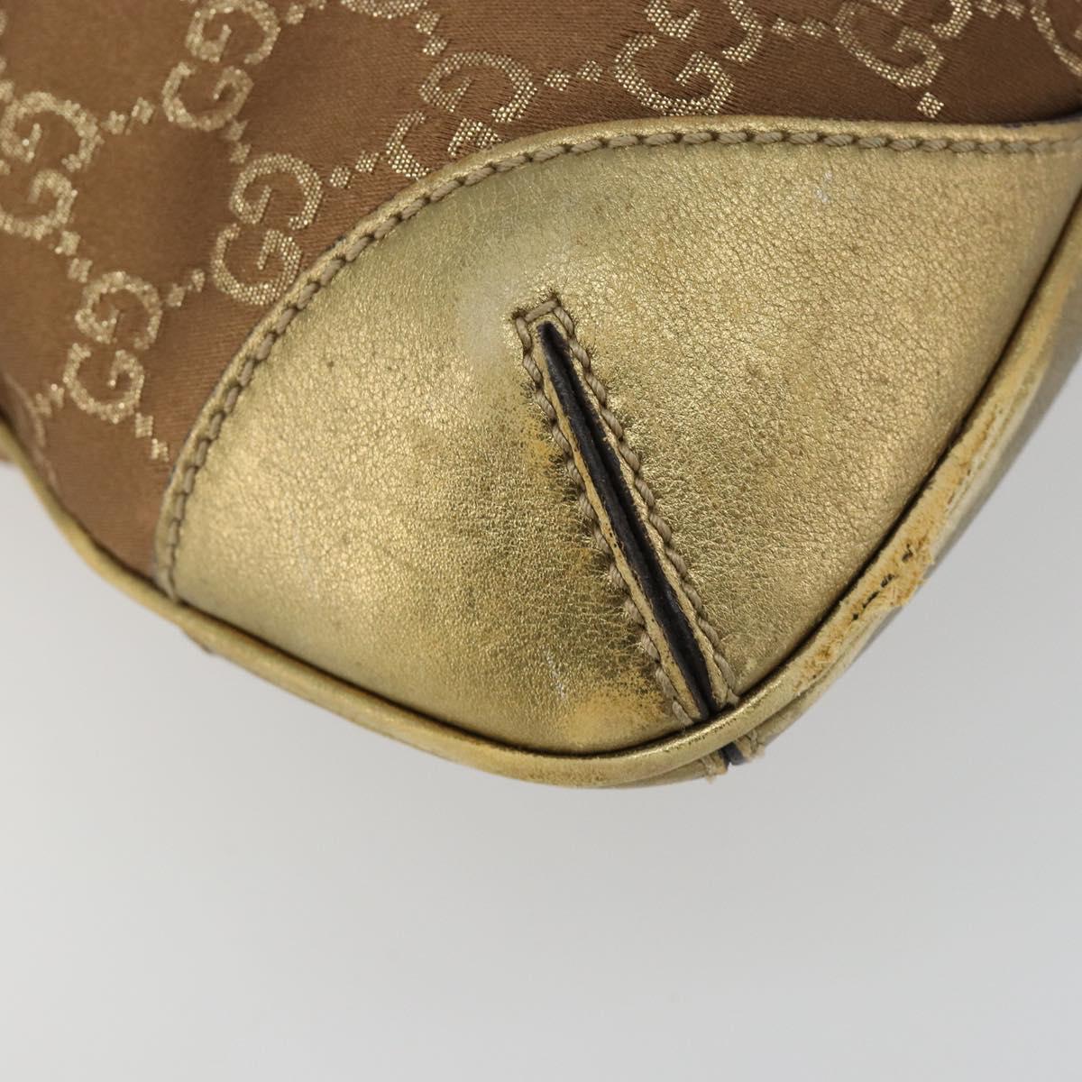 GUCCI GG Canvas Shoulder Bag Gold 257296 Auth BA13375