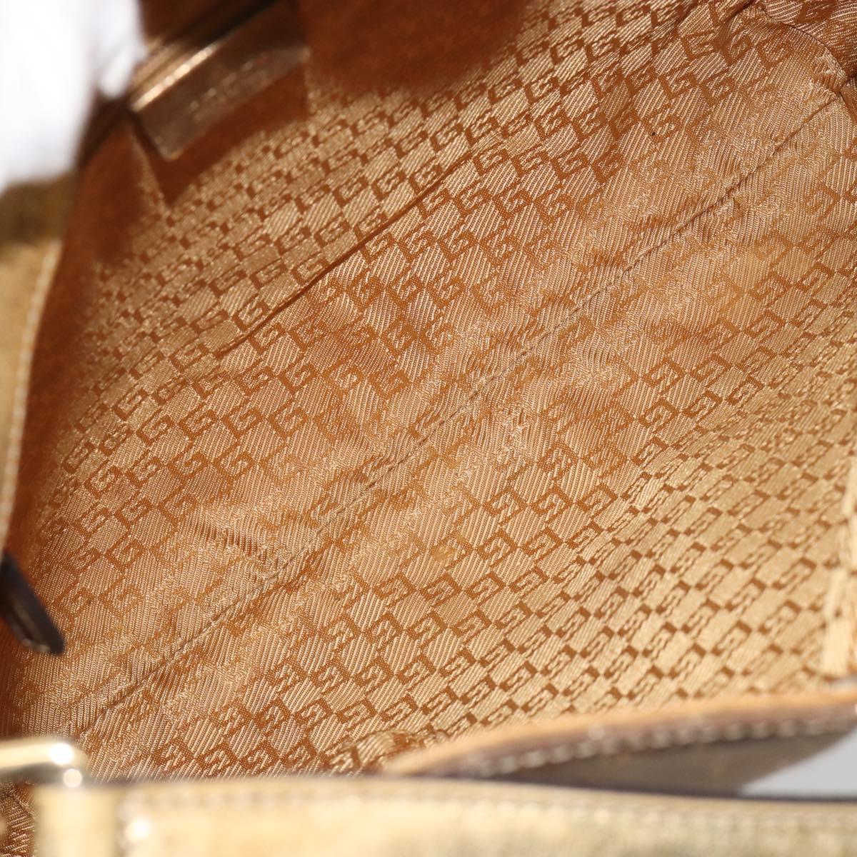 GUCCI GG Canvas Shoulder Bag Gold 257296 Auth BA13375