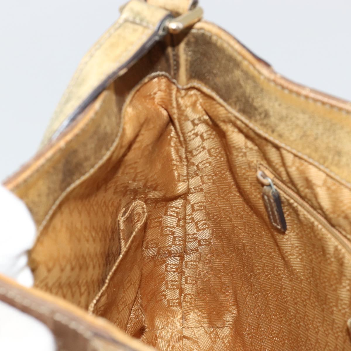 GUCCI GG Canvas Shoulder Bag Gold 257296 Auth BA13375