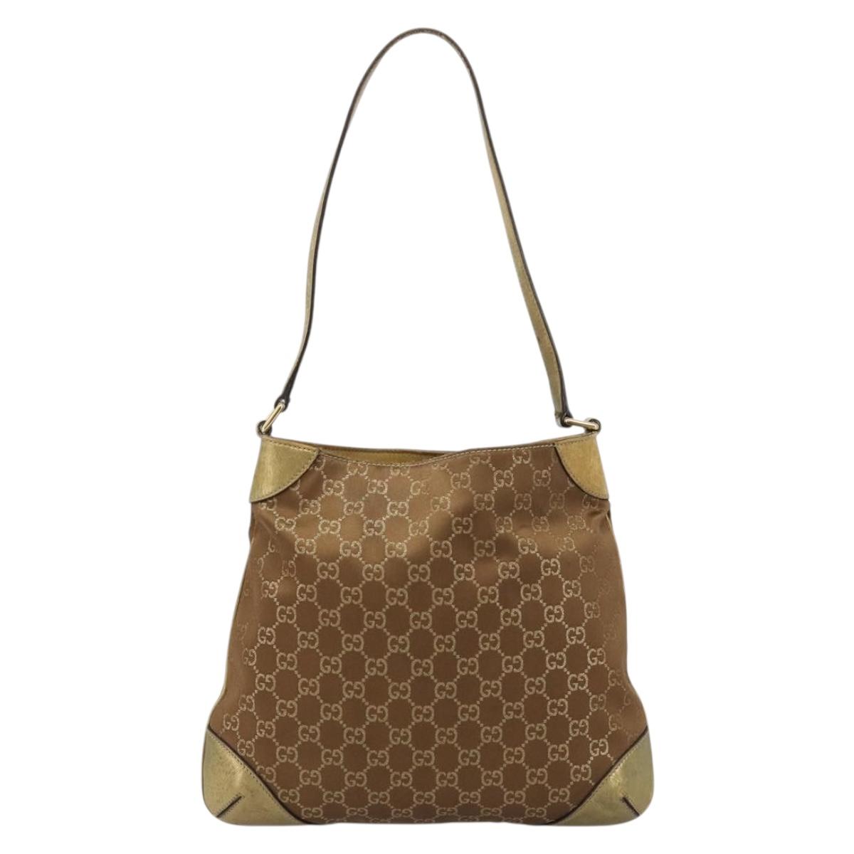 GUCCI GG Canvas Shoulder Bag Gold 257296 Auth BA13375