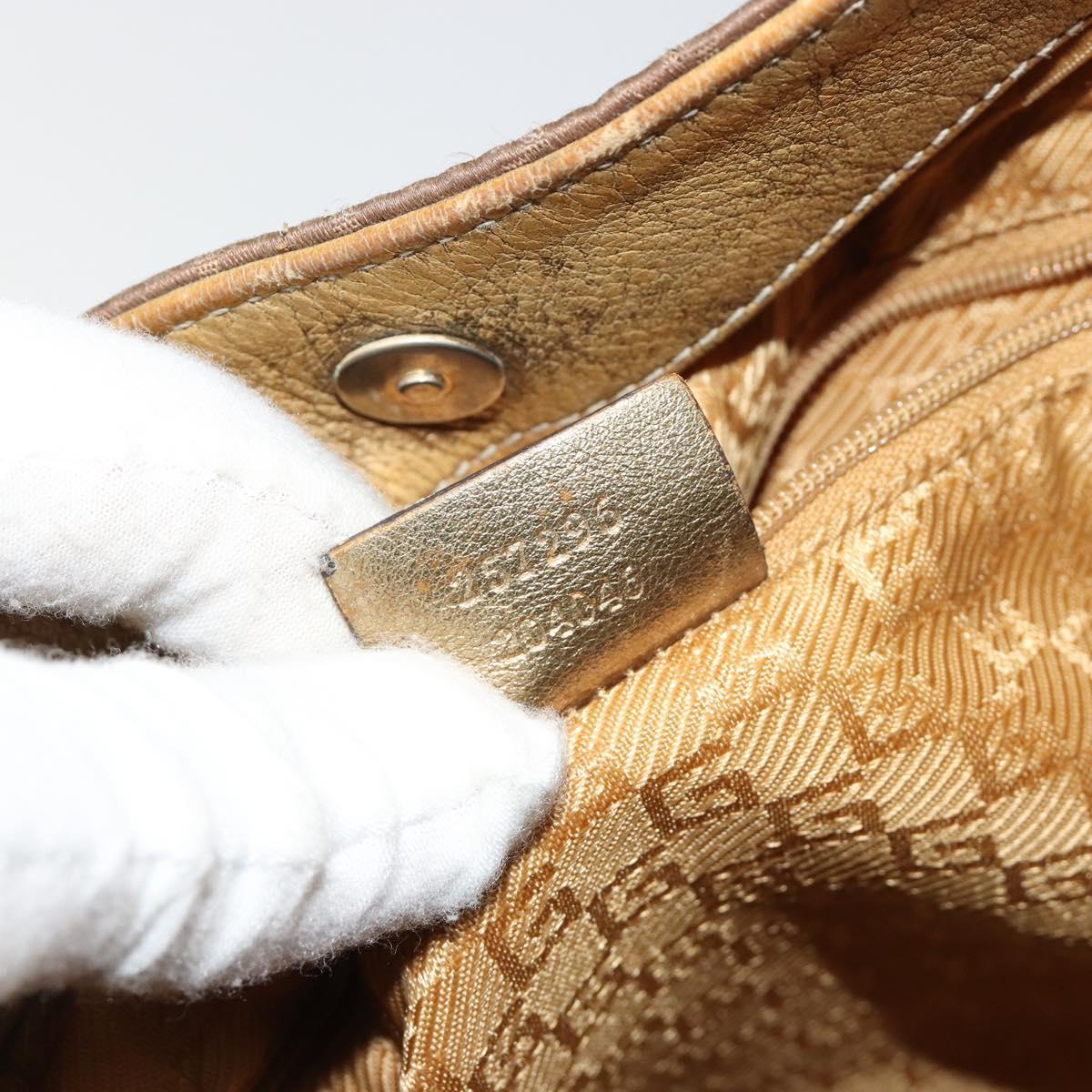 GUCCI GG Canvas Shoulder Bag Gold 257296 Auth BA13375