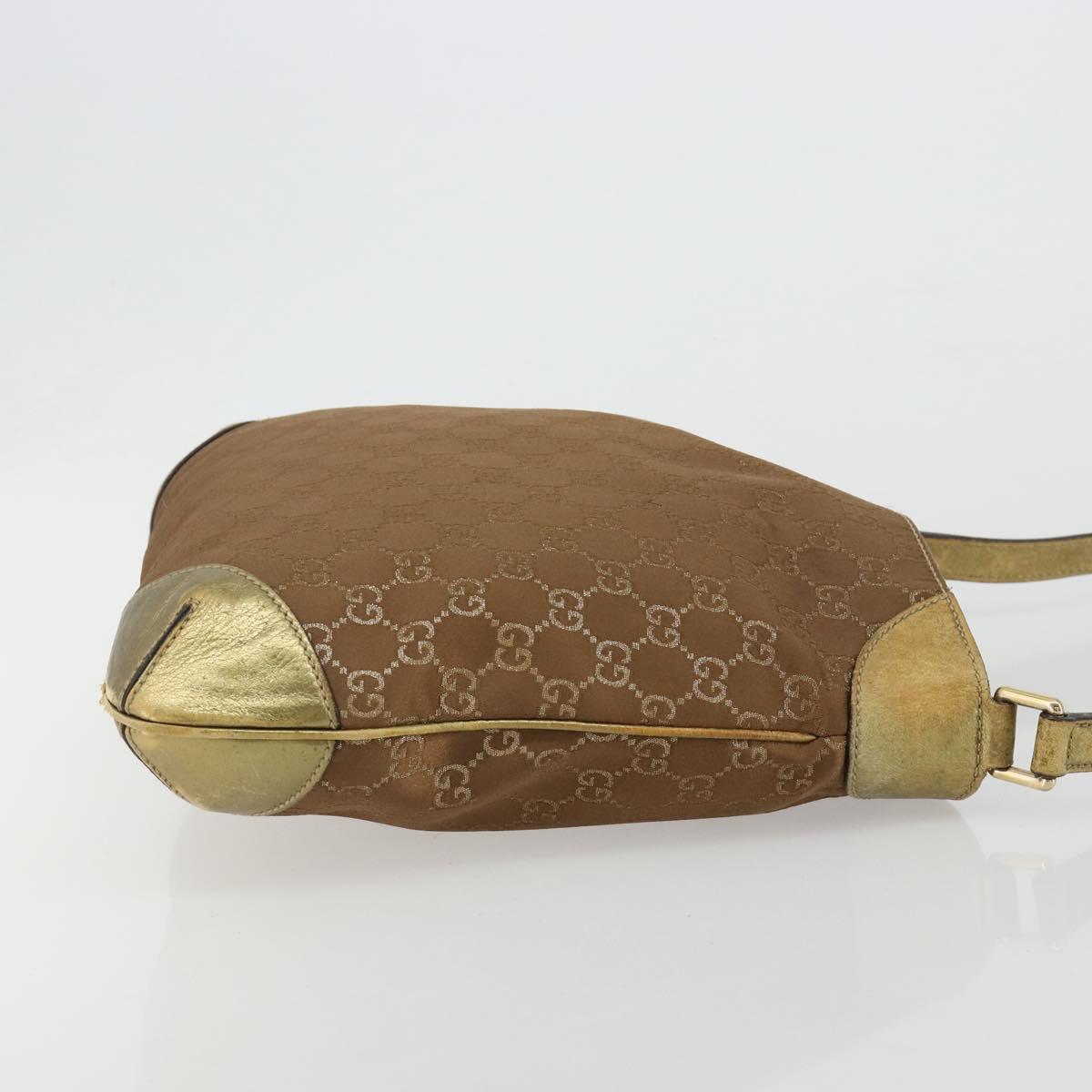 GUCCI GG Canvas Shoulder Bag Gold 257296 Auth BA13375
