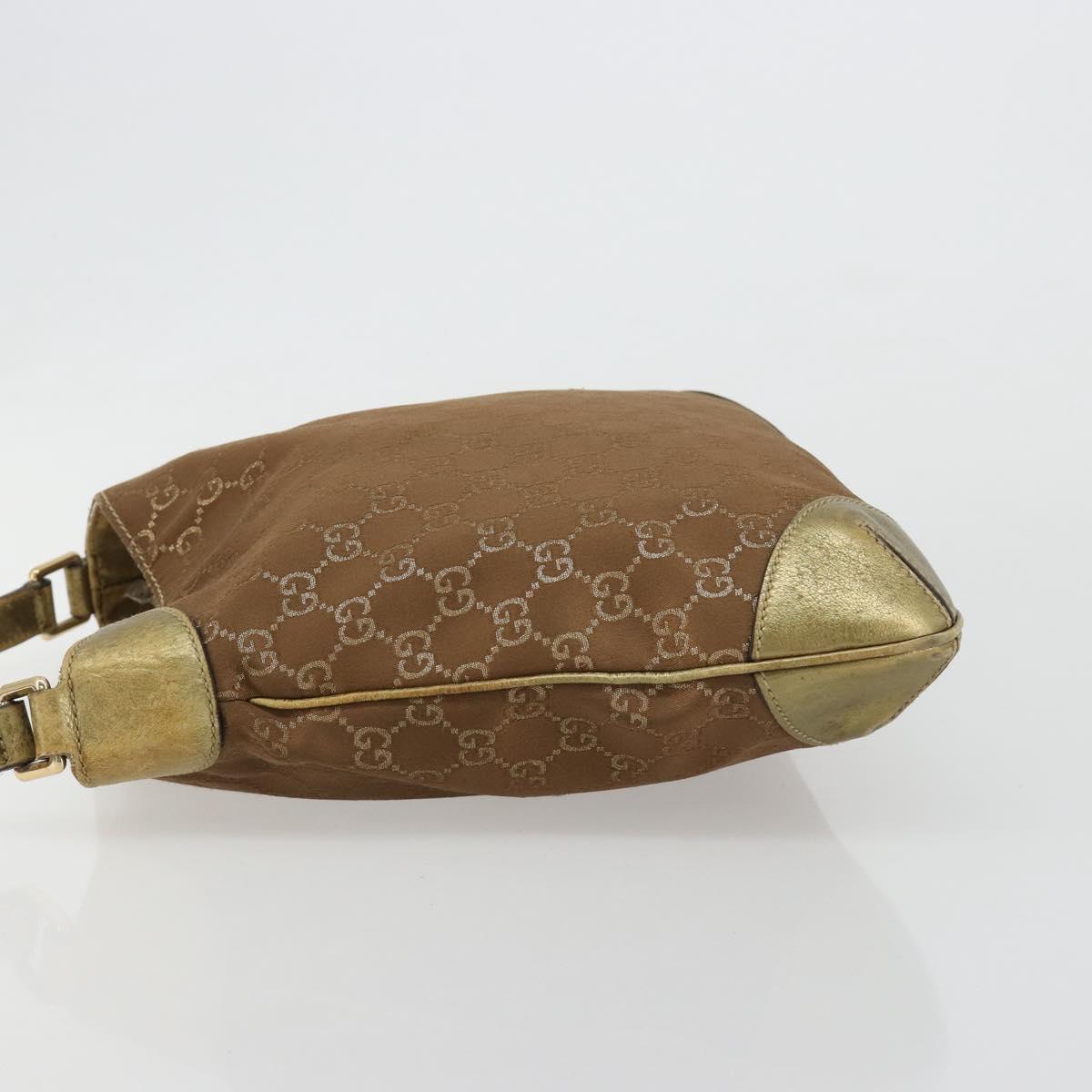 GUCCI GG Canvas Shoulder Bag Gold 257296 Auth BA13375