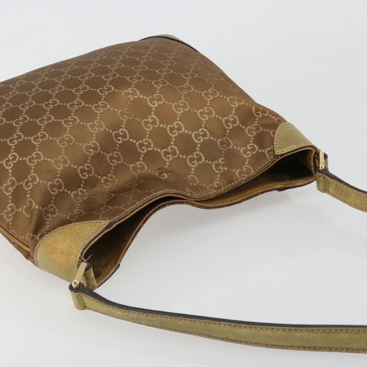 GUCCI GG Canvas Shoulder Bag Gold 257296 Auth BA13375