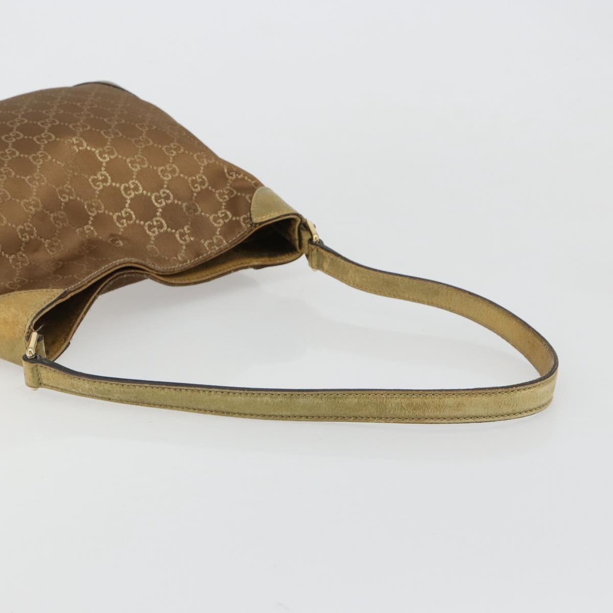 GUCCI GG Canvas Shoulder Bag Gold 257296 Auth BA13375