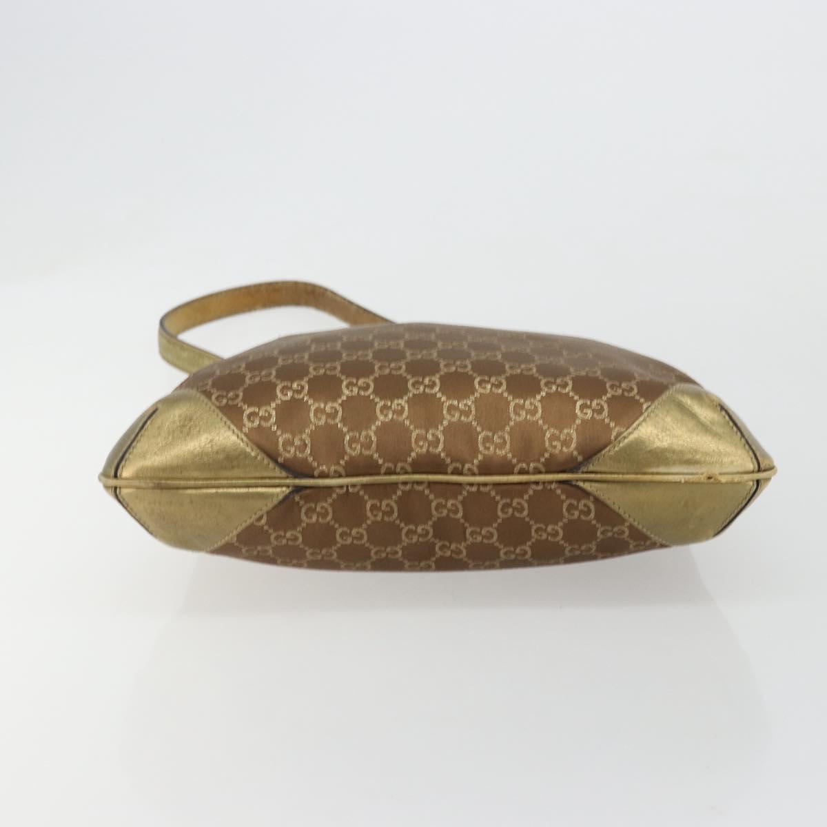GUCCI GG Canvas Shoulder Bag Gold 257296 Auth BA13375